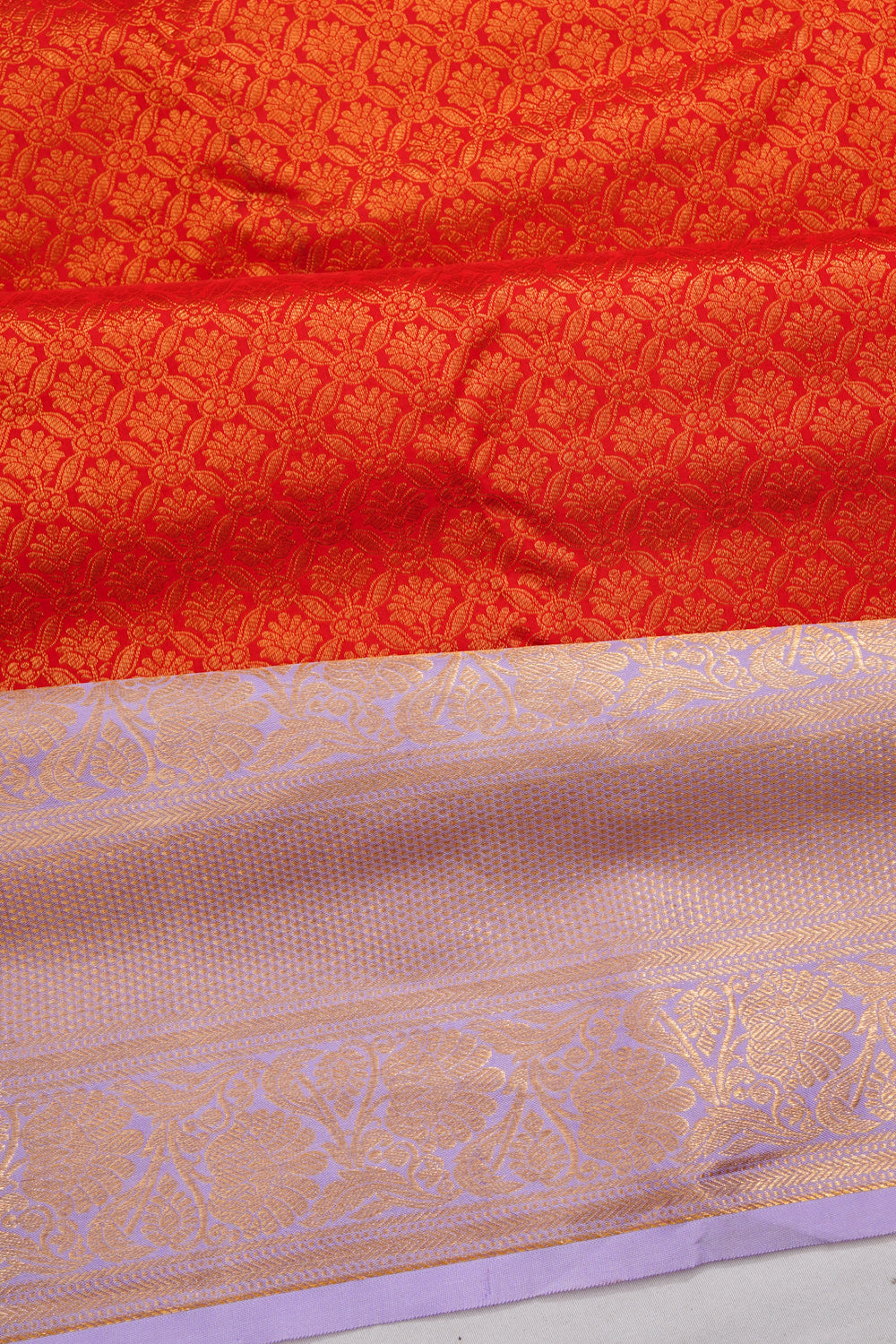 Dharmavaram Silk Brocade Orange Saree