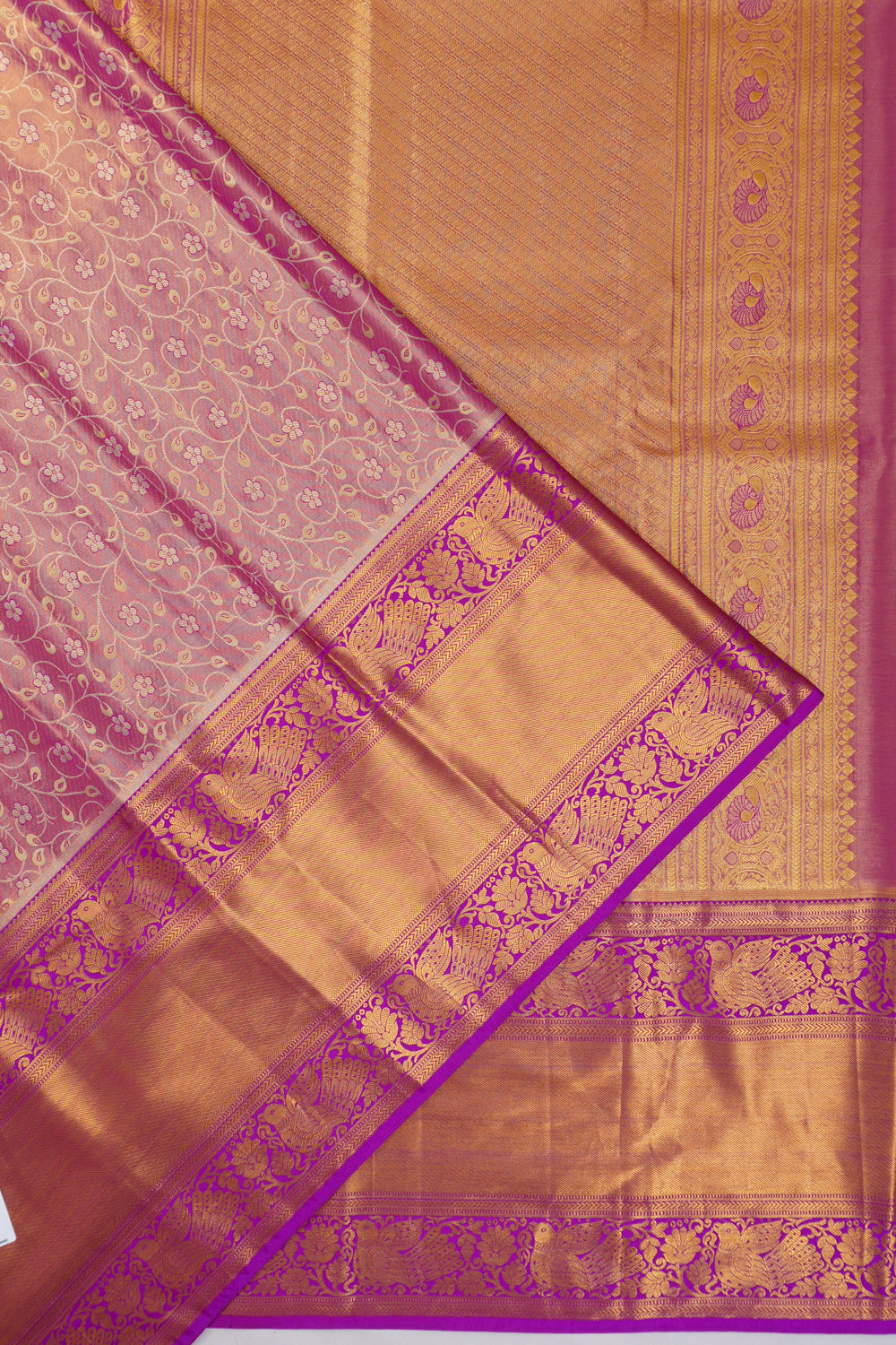 Dharmavaram Silk Tissue Jaal Violet Saree