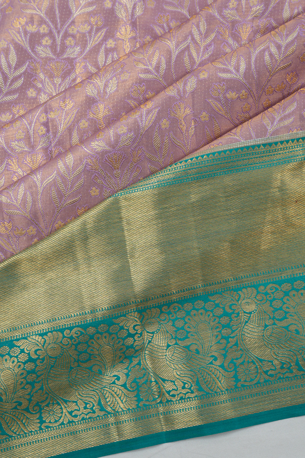 Dharmavaram Silk Tissue Brocade Lavender Saree