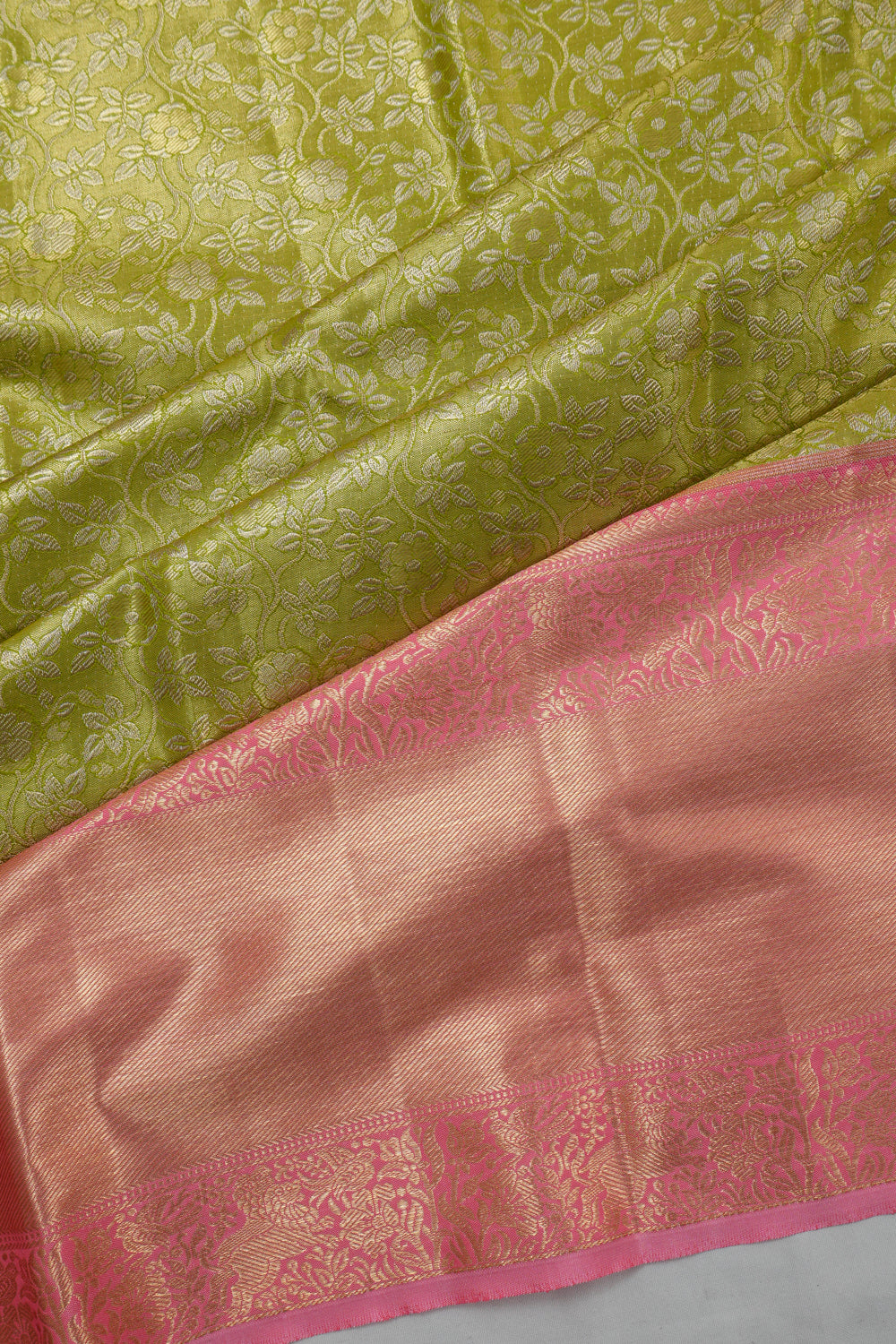 Dharmavaram Silk Tissue Brocade Green Saree