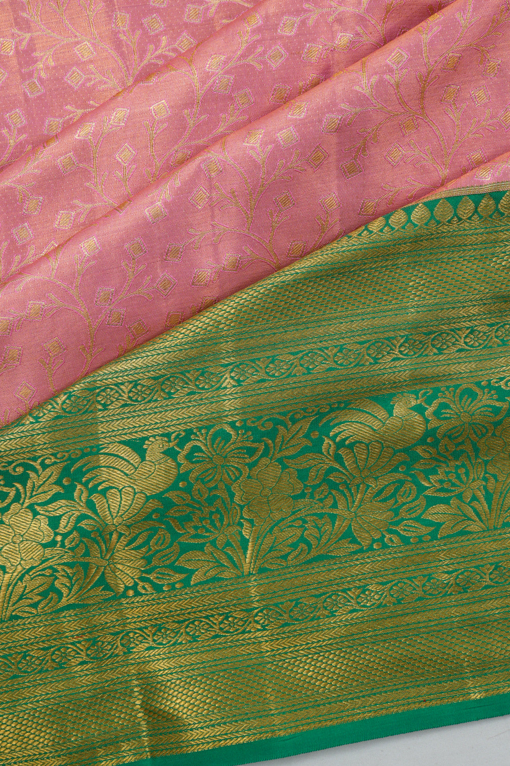 Dharmavaram Silk Tissue Brocade Pink Saree