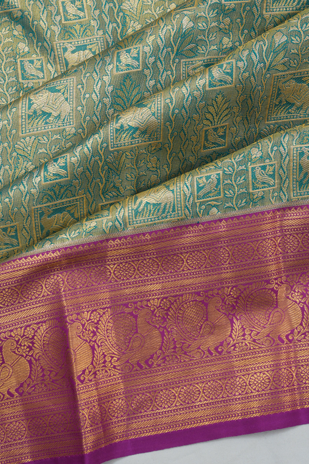 Dharmavaram Silk Tissue Brocade Blue Saree