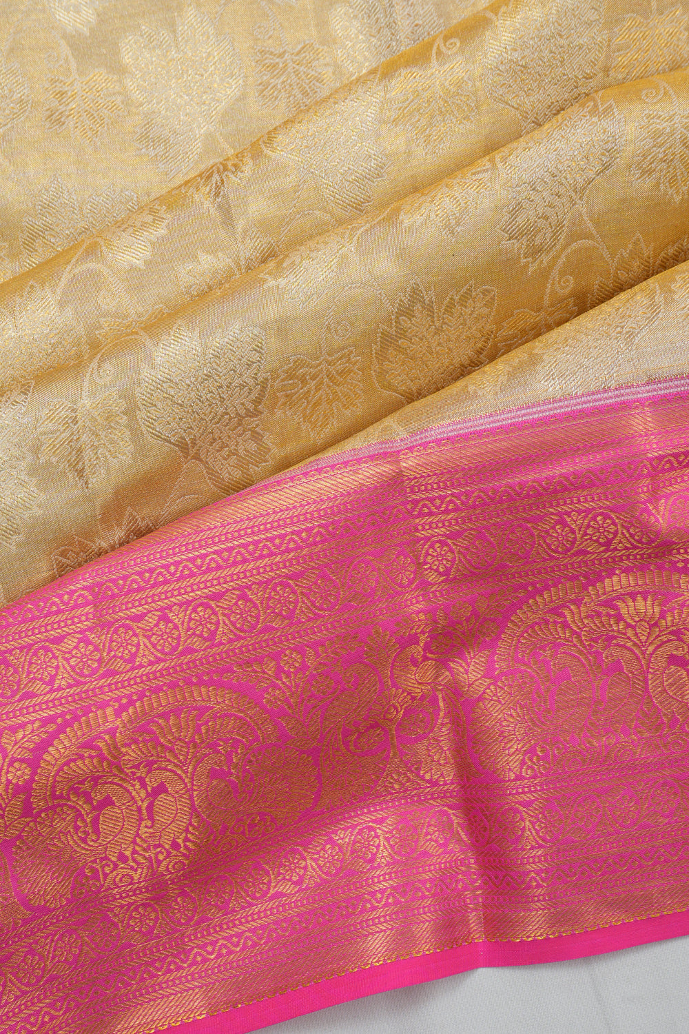 Dharmavaram Silk Tissue Brocade Grey Saree