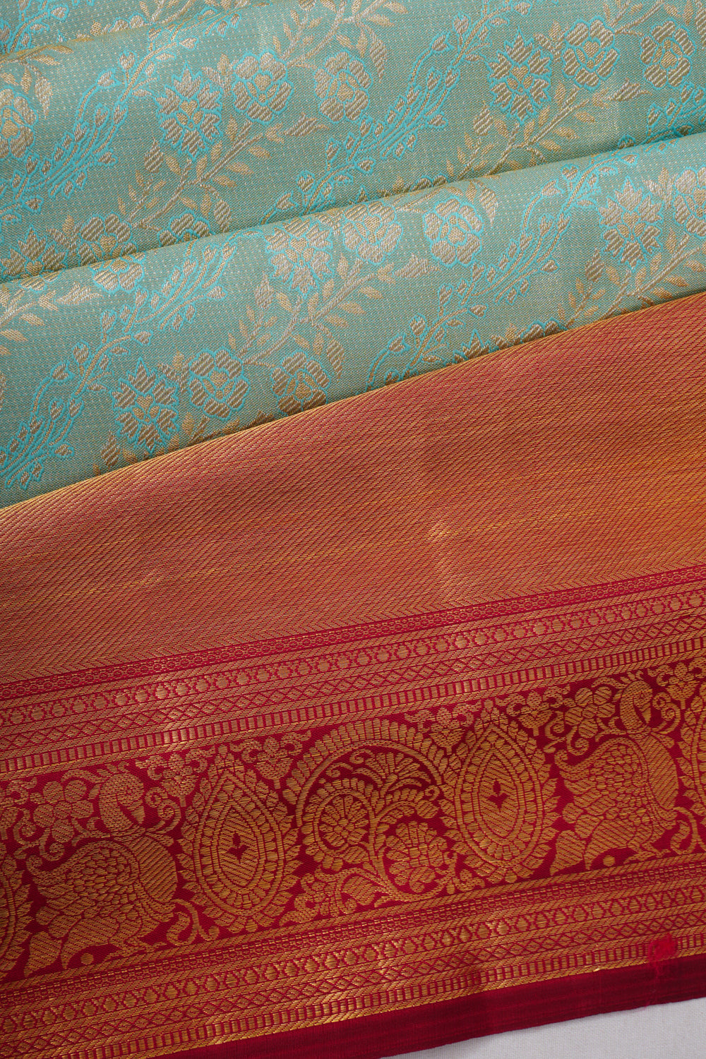 Dharmavaram Silk Brocade Pastel Blue Saree