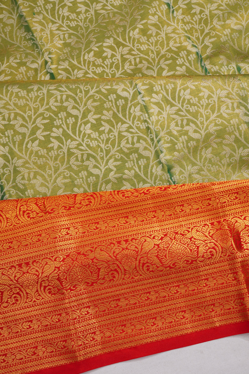 Dharmavaram Silk Brocade Green Saree