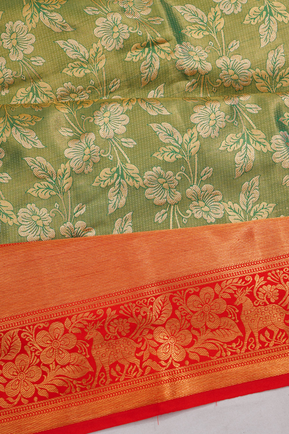 Dharmavaram Silk Brocade Green Saree