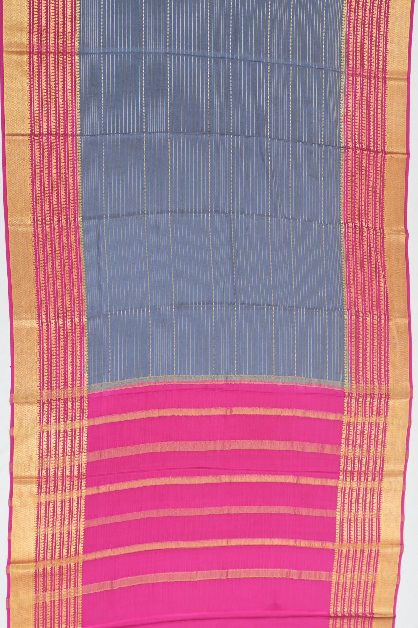 Mysore Silk Brocade Grey Saree