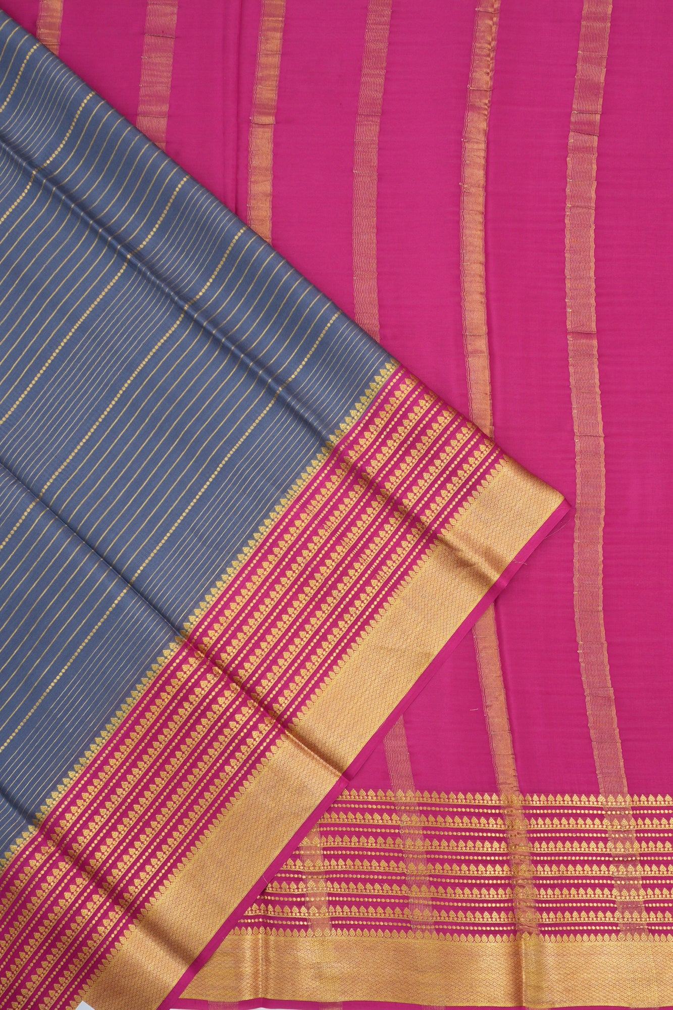 Mysore Silk Brocade Grey Saree
