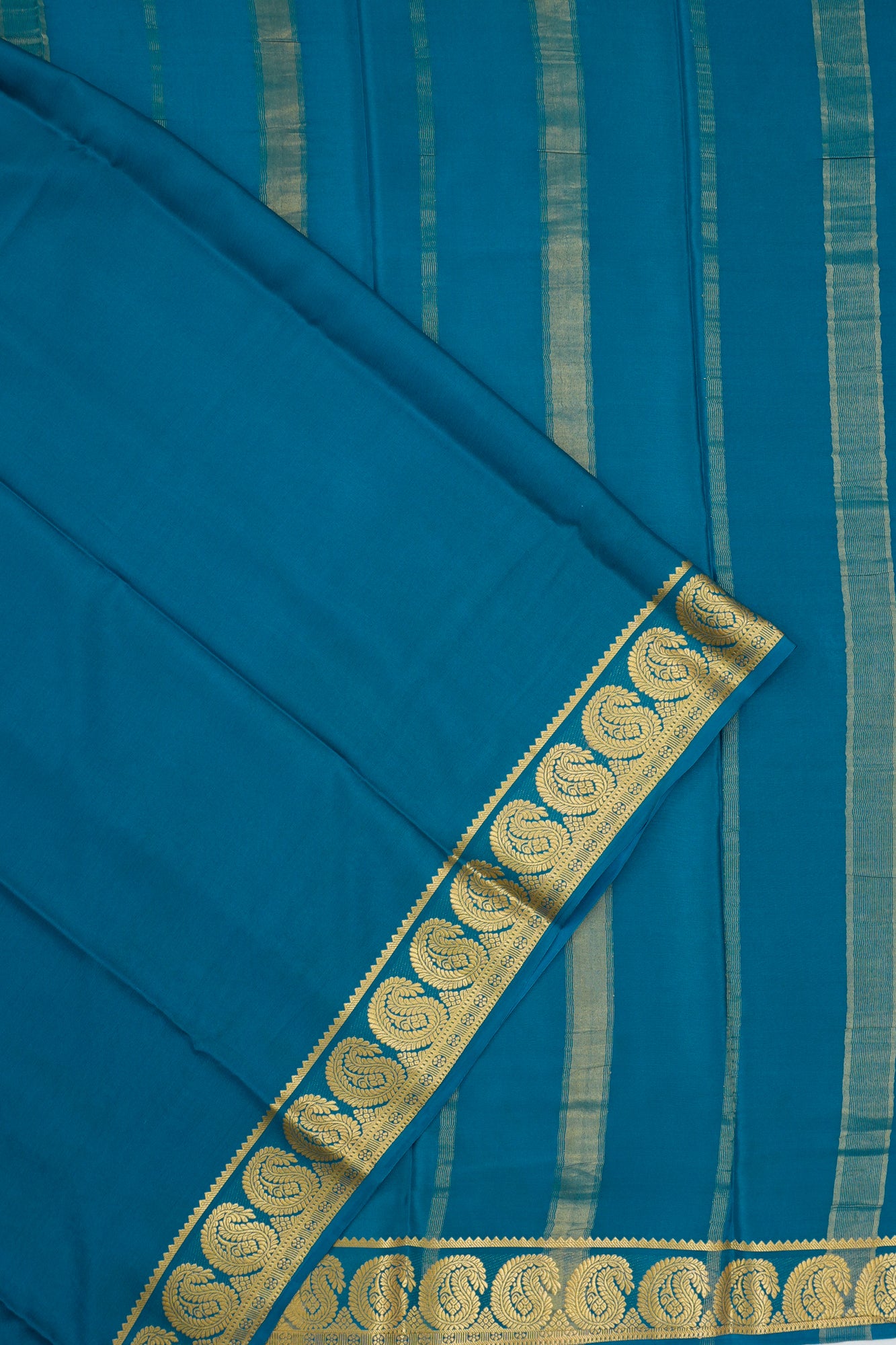 Mysore Silk Brocade Blue Saree