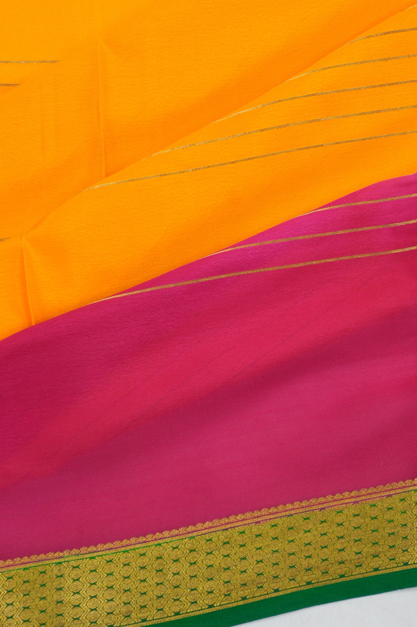 Mysore Silk Brocade Orange Saree