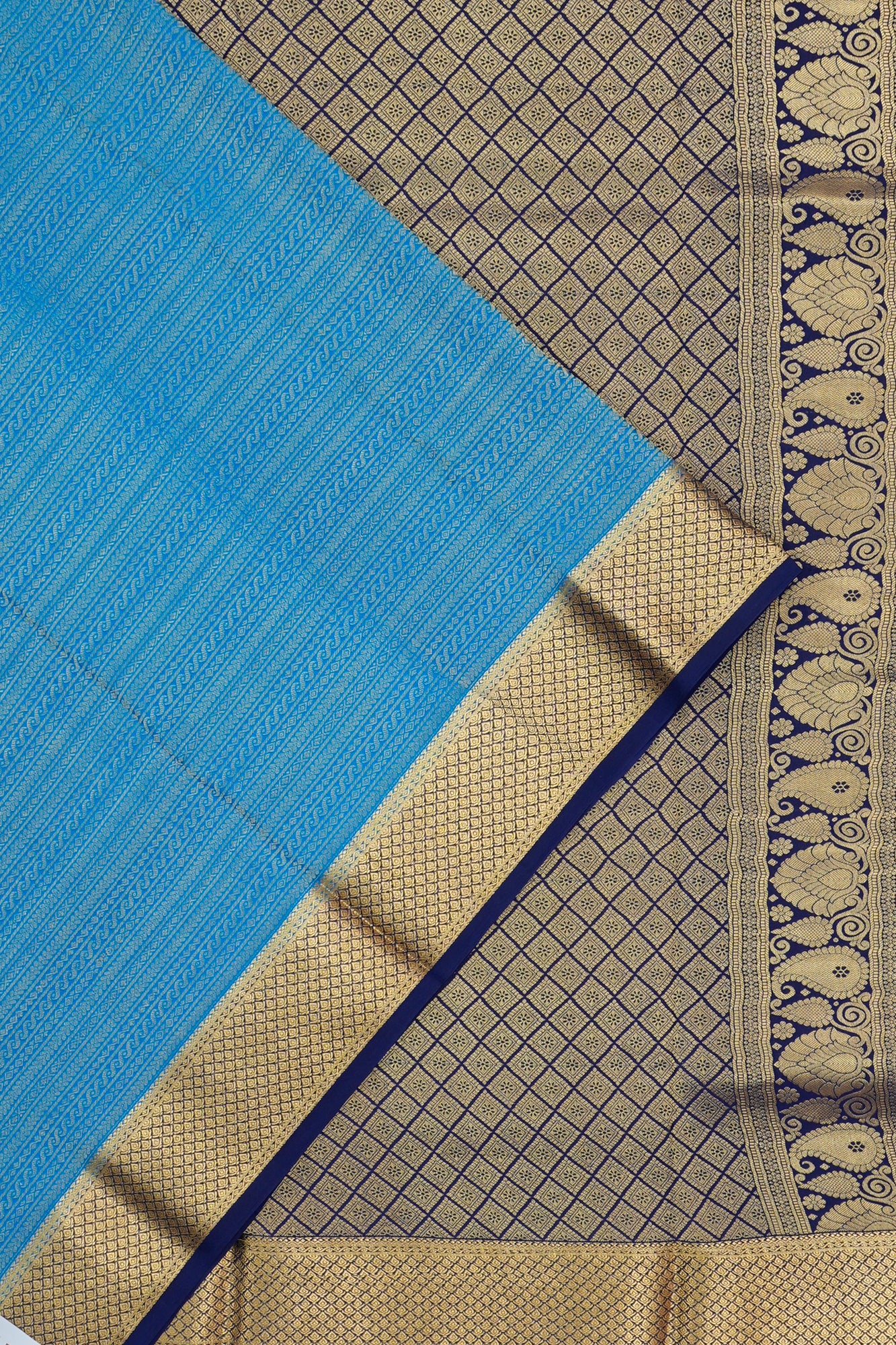 Mysore Silk Brocade Blue Saree