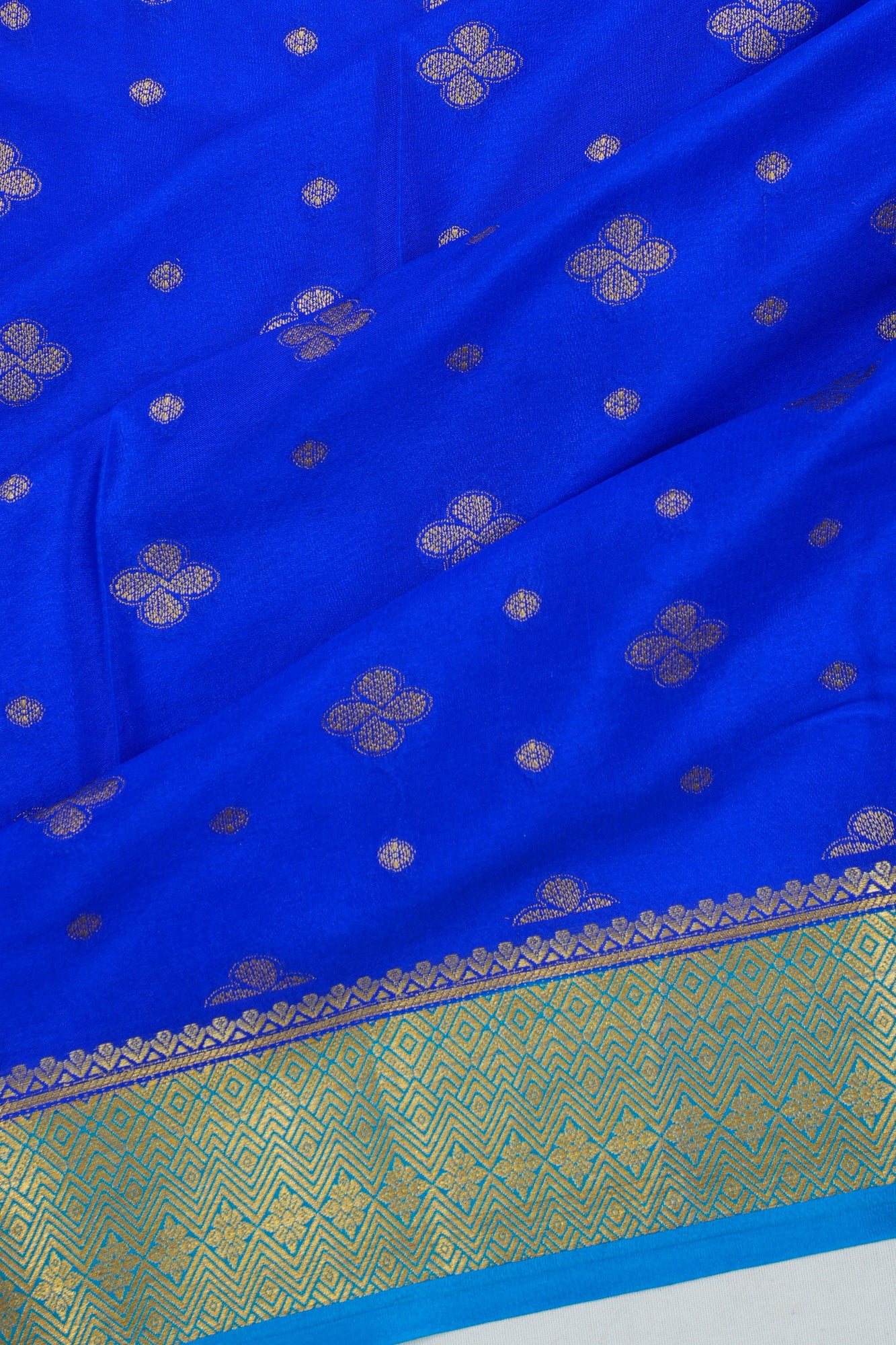 Mysore Silk Brocade Blue Saree