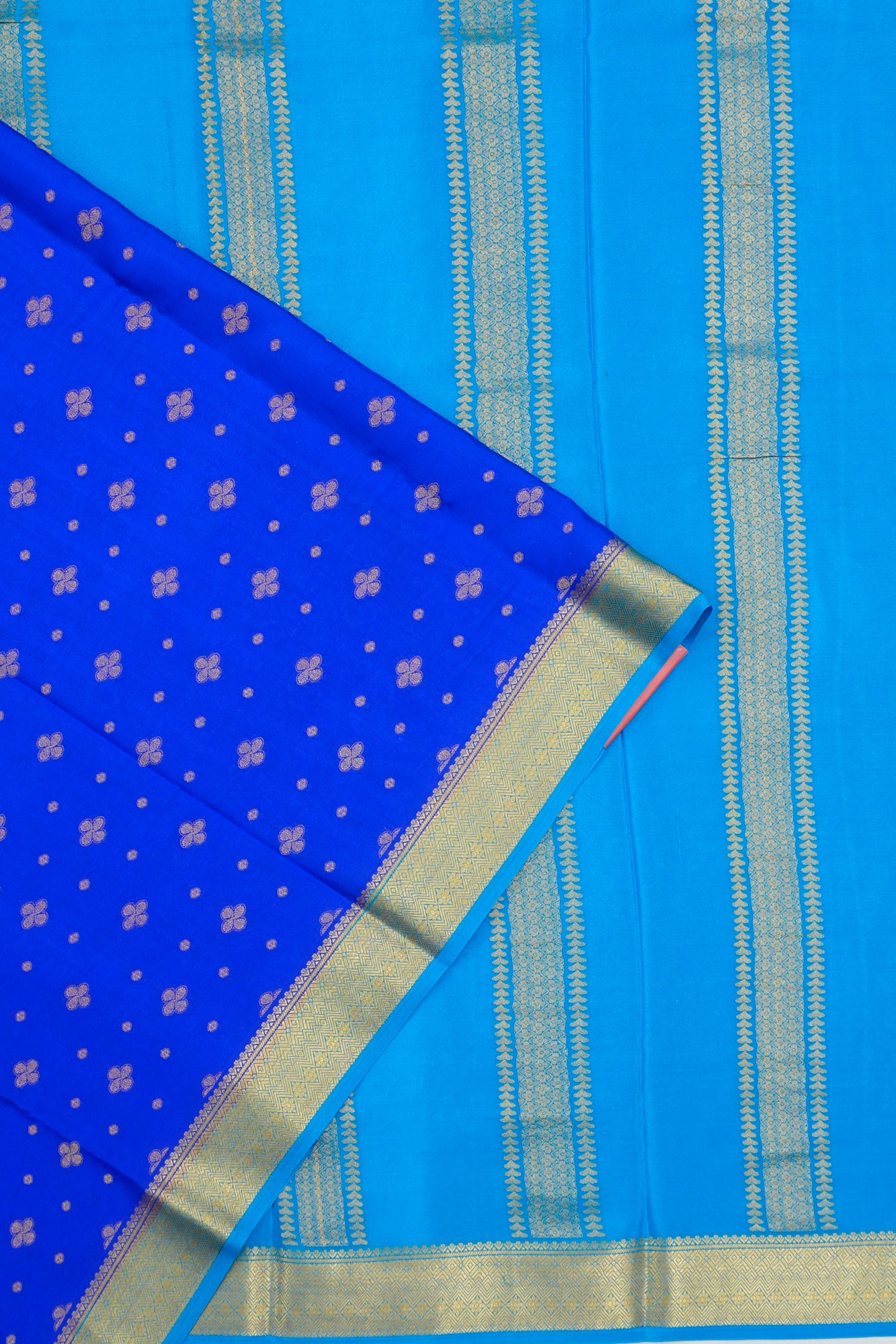 Mysore Silk Brocade Blue Saree