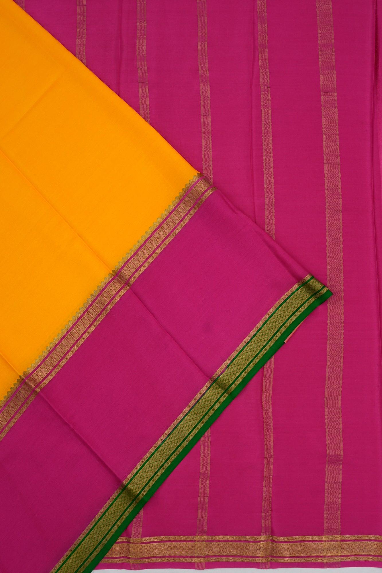 Mysore Silk Brocade Yellow Saree