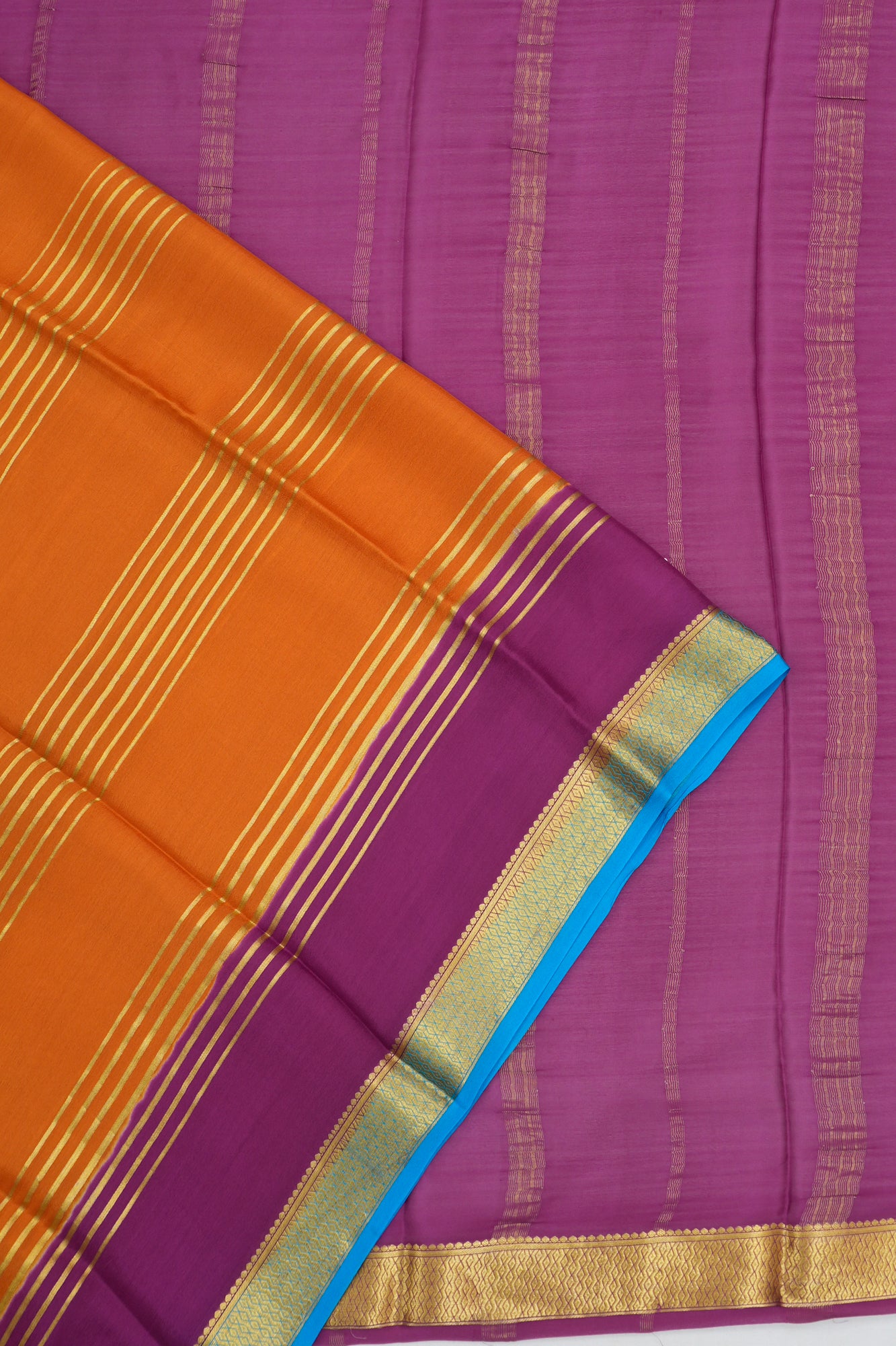 Mysore Silk Brocade Orange Saree