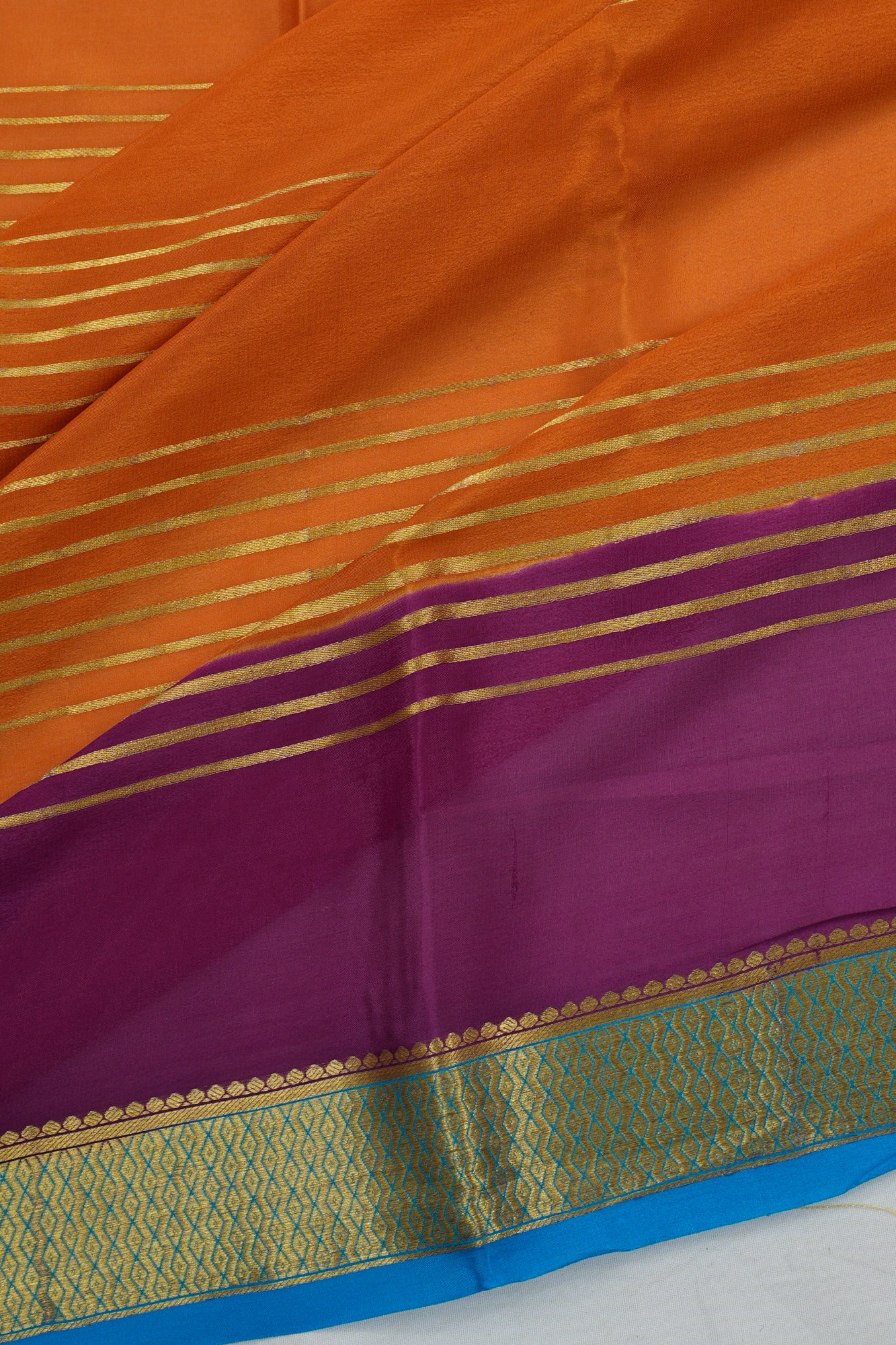Mysore Silk Brocade Orange Saree