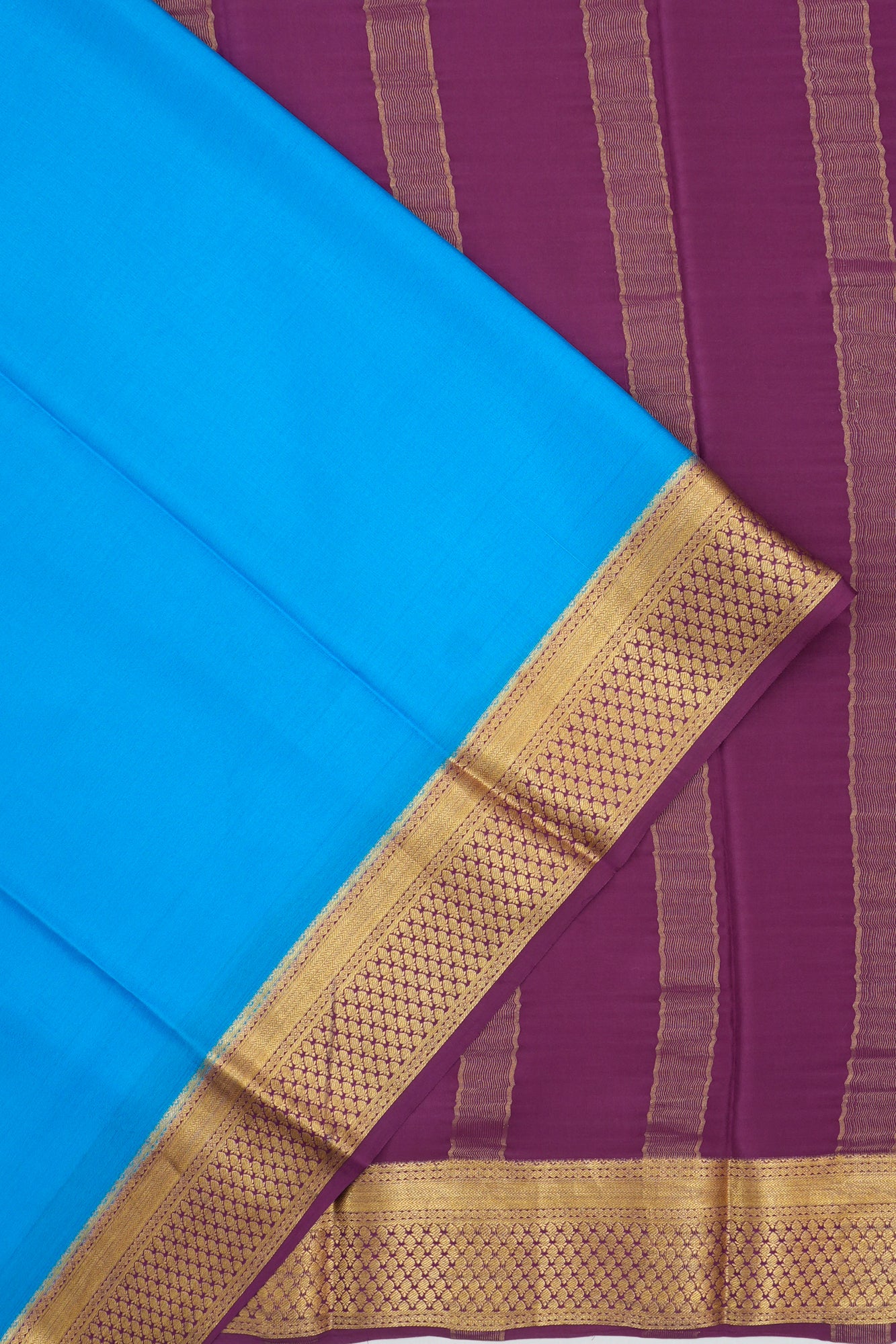 Mysore Silk Brocade Sky Blue Saree