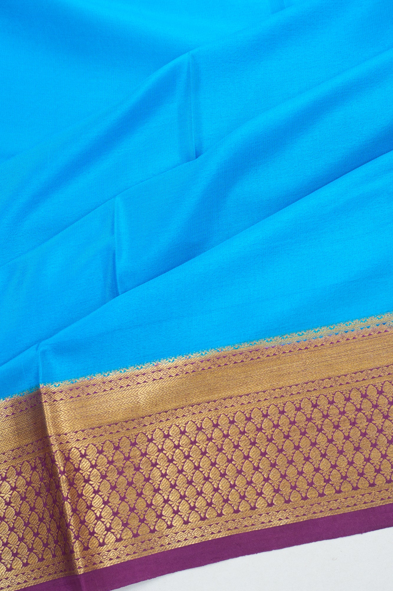 Mysore Silk Brocade Sky Blue Saree