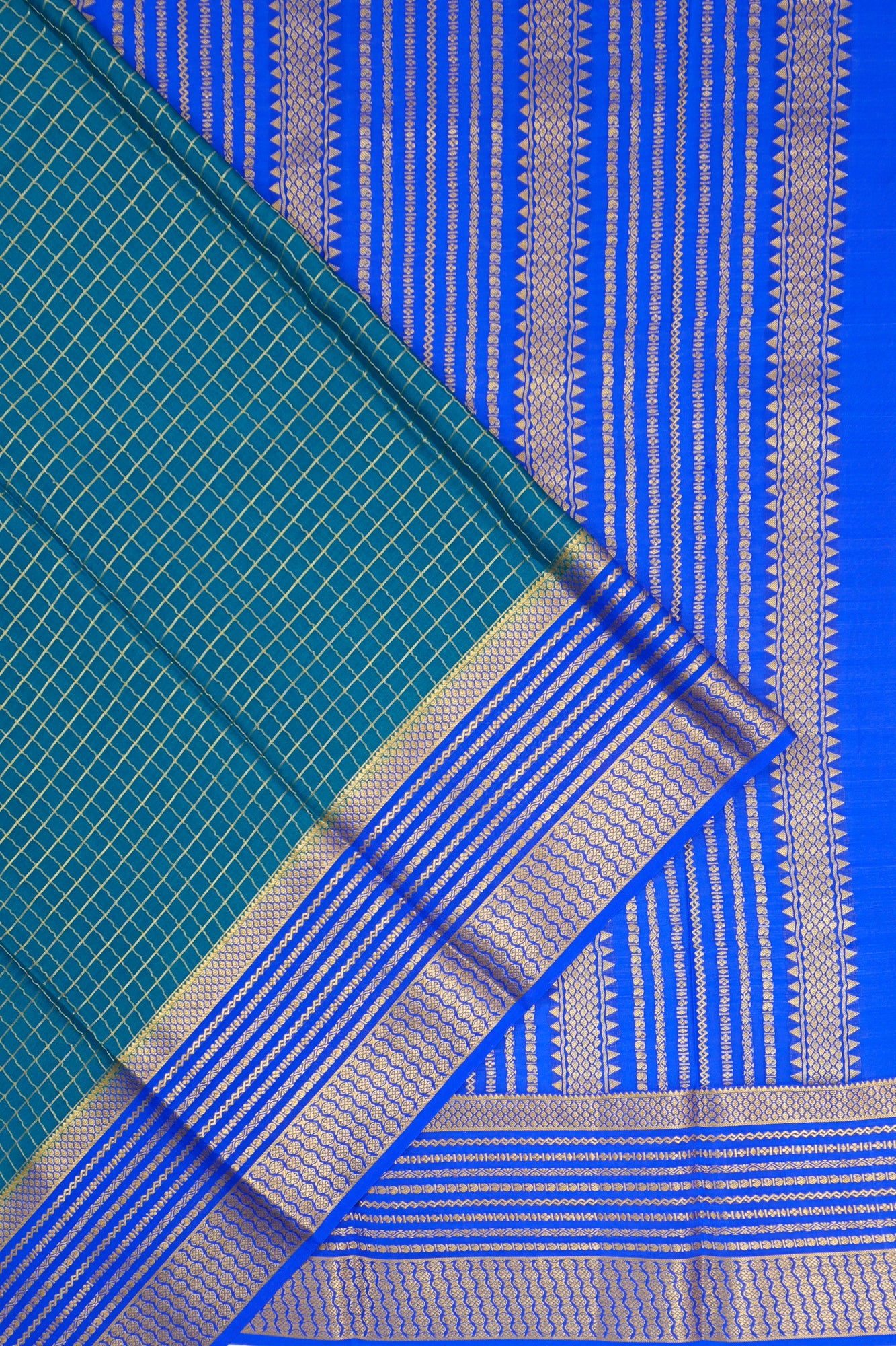Mysore Silk Brocade Sky Blue Saree