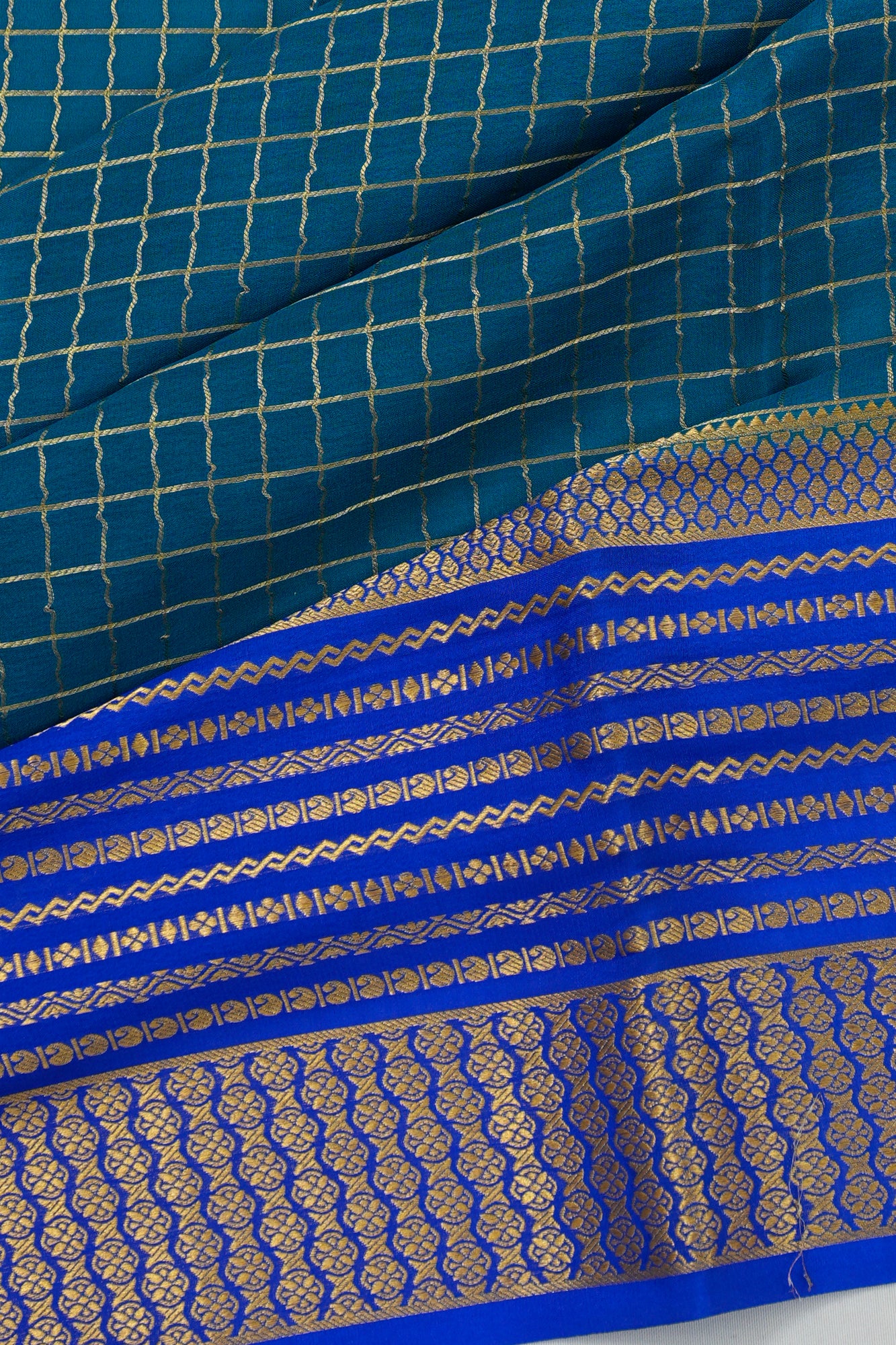 Mysore Silk Brocade Sky Blue Saree