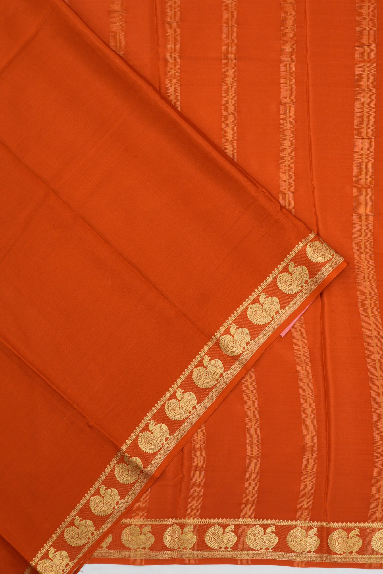 Mysore Silk Brocade Orange Saree