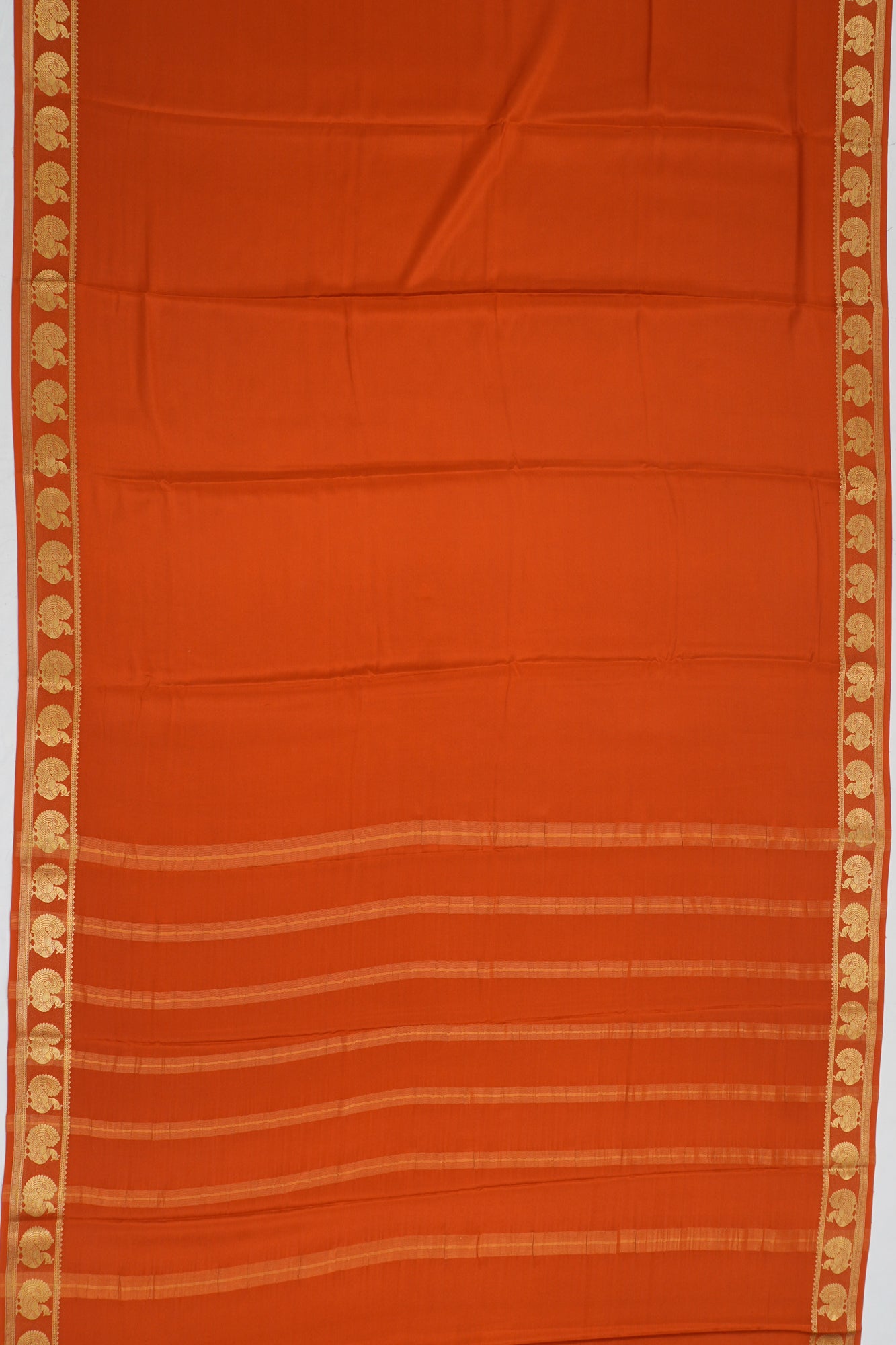 Mysore Silk Brocade Orange Saree