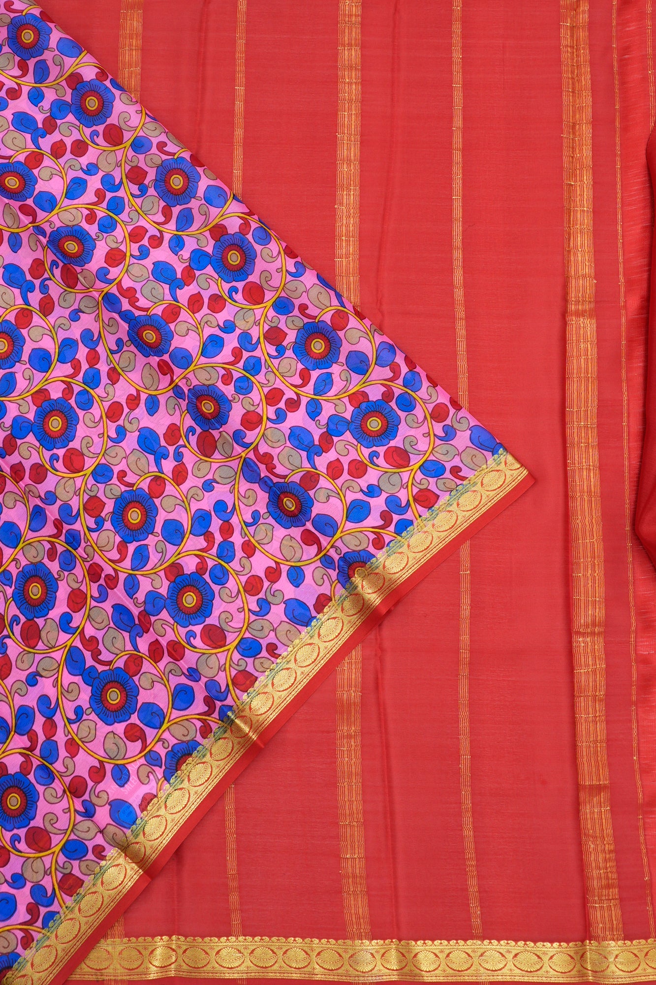Mysore Silk Floral Printed Blue Saree