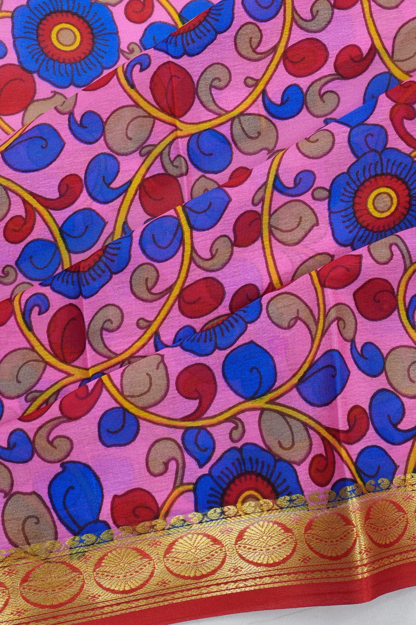Mysore Silk Floral Printed Blue Saree