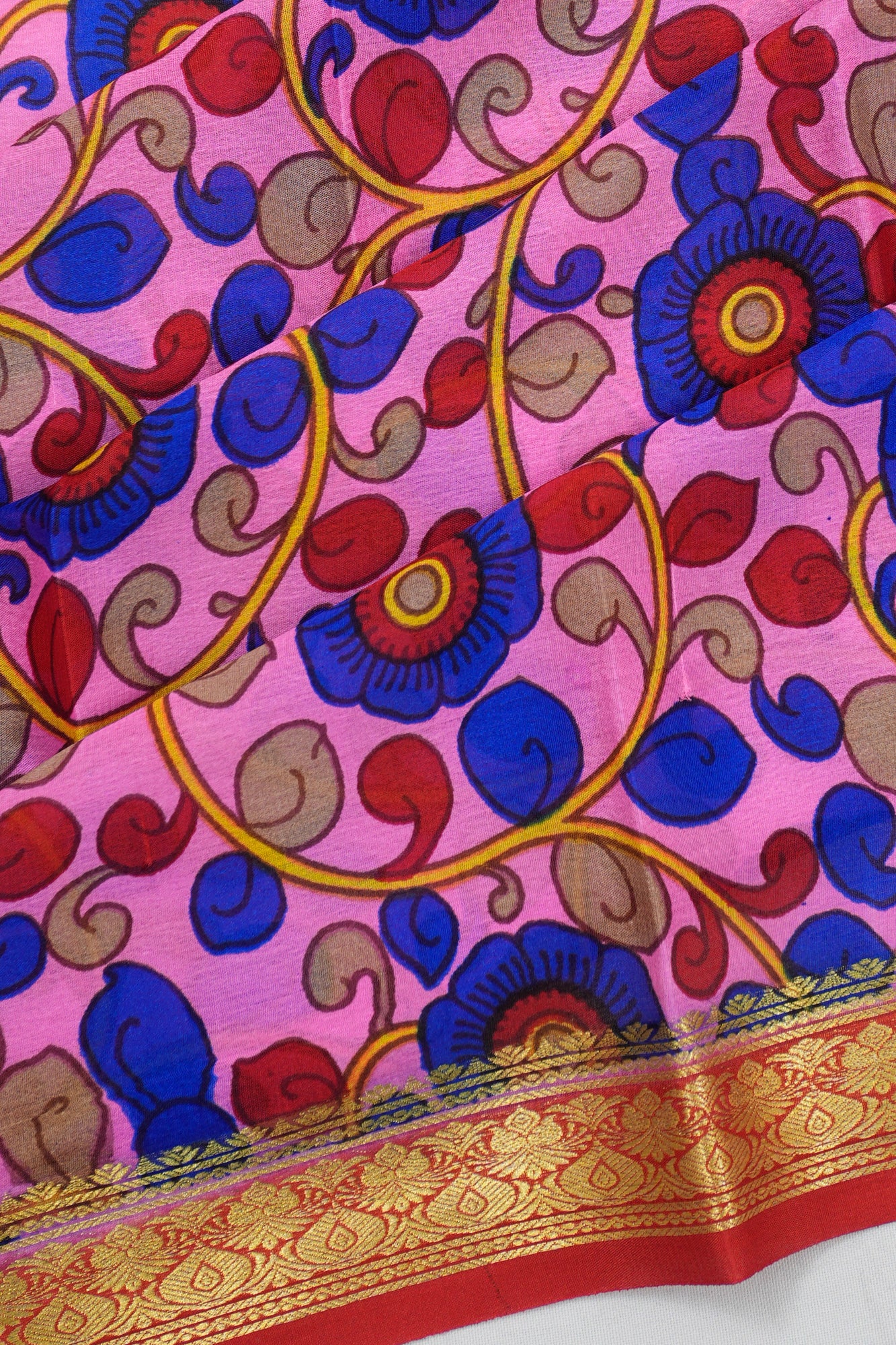Mysore Silk Floral Printed Blue Saree