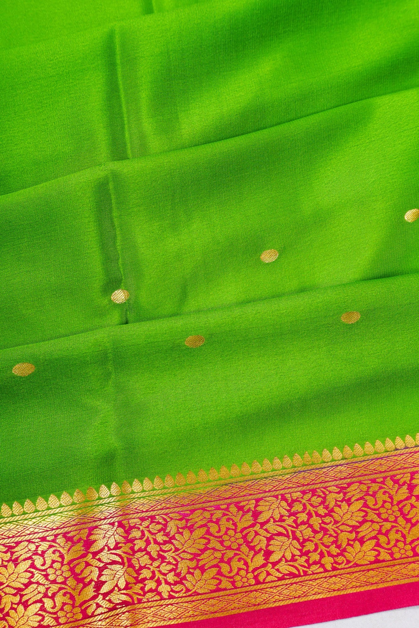 Mysore Silk Butta Green Saree