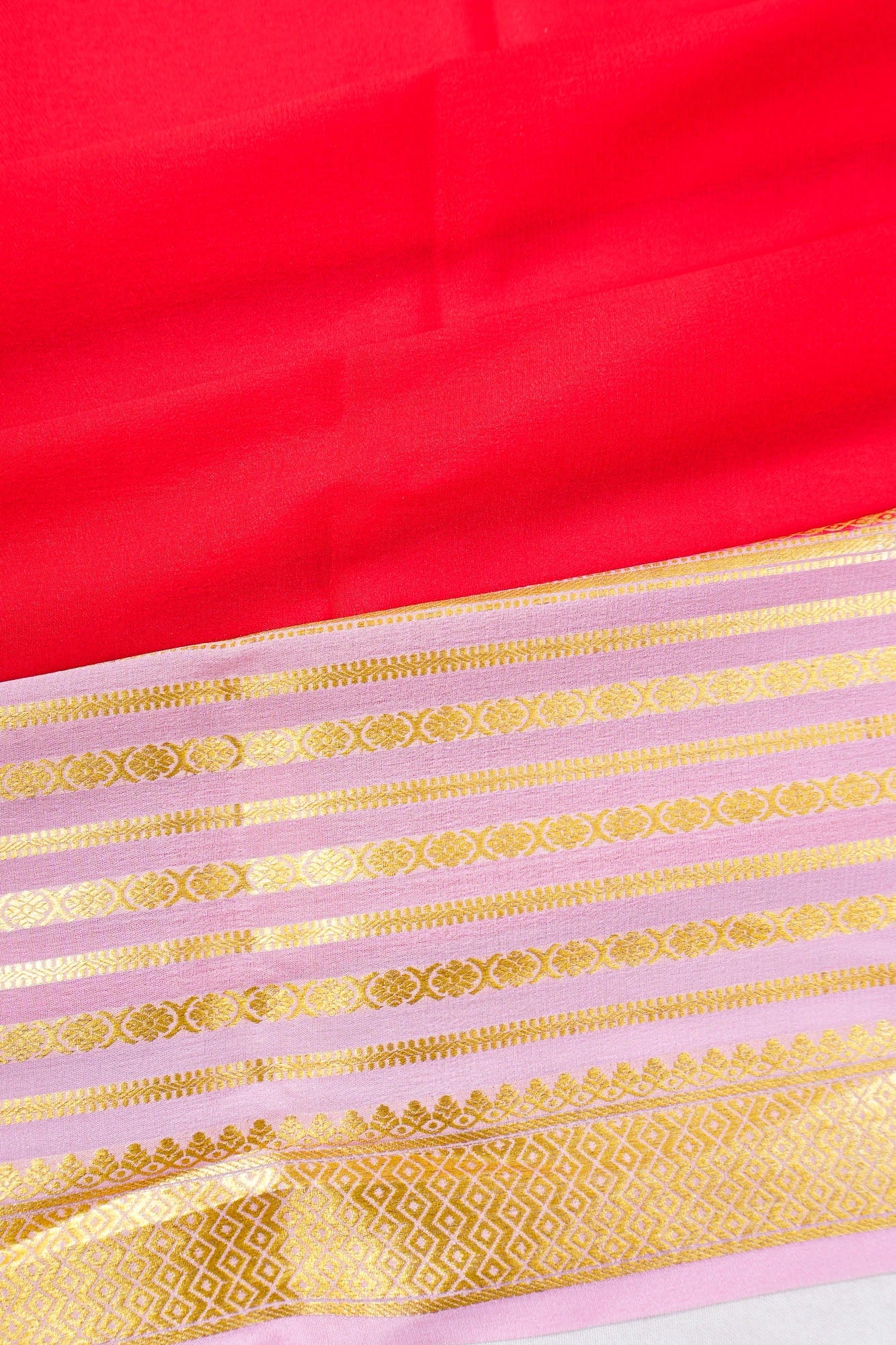 Mysore Silk Plain Red Saree