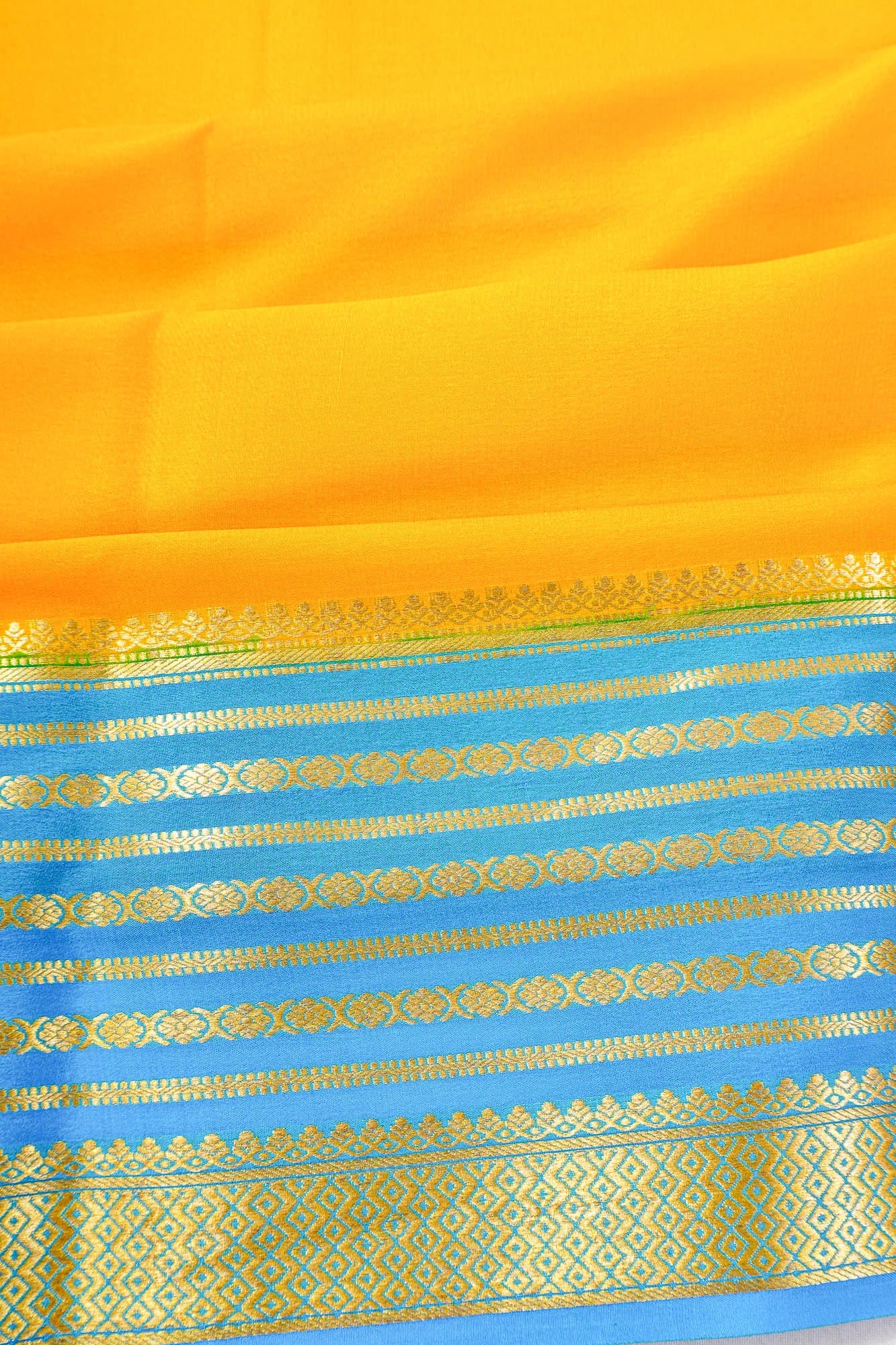 Mysore Silk Plain Yellow Saree