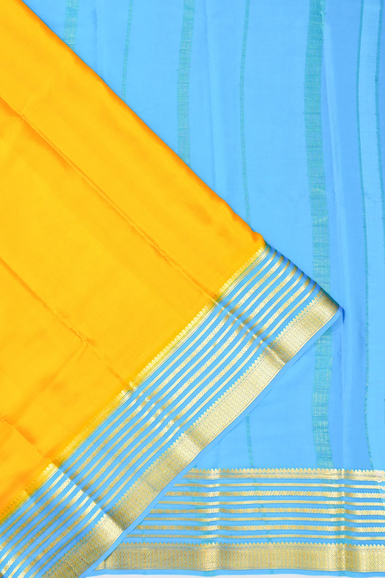 Mysore Silk Plain Yellow Saree