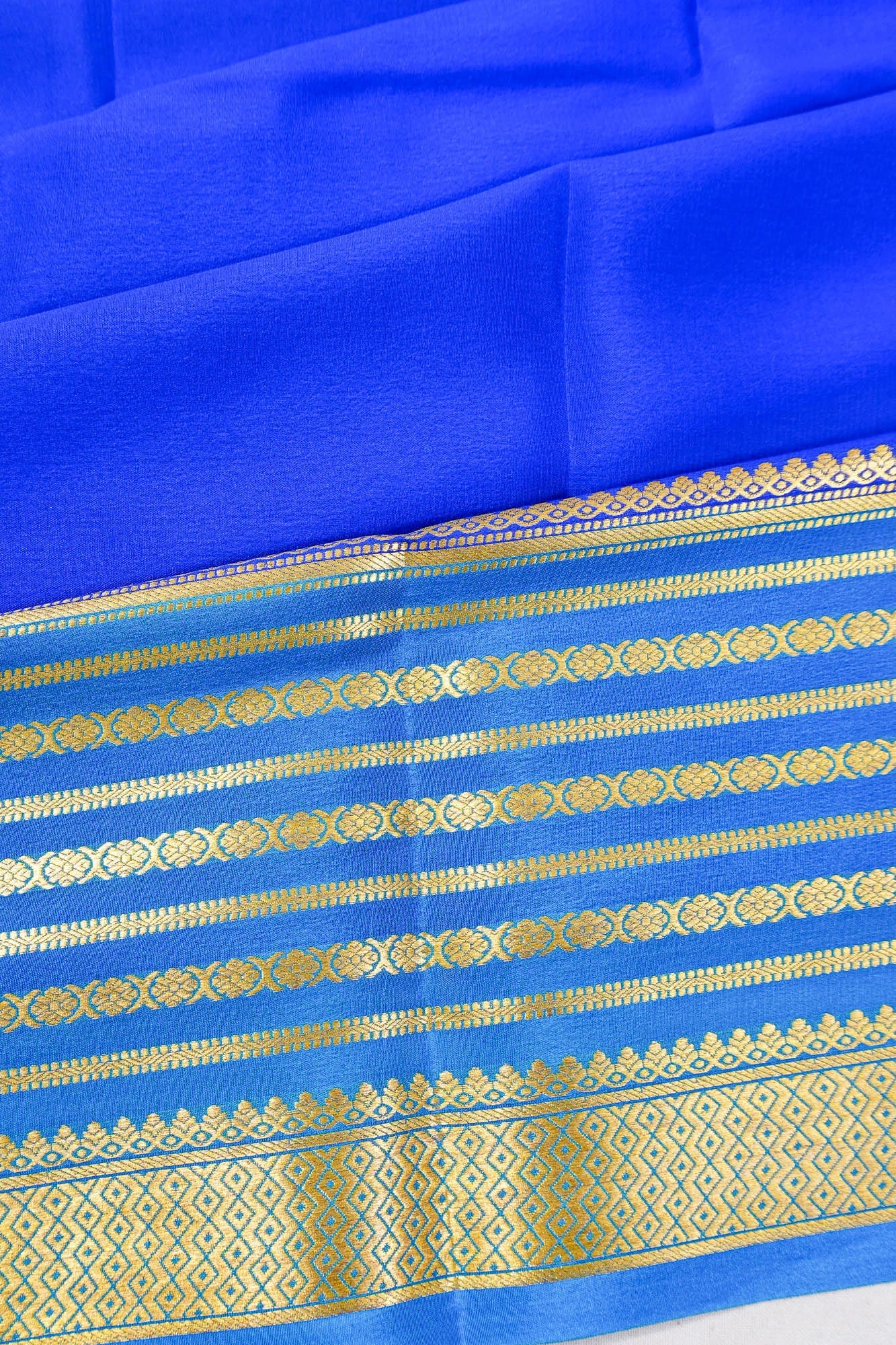 Mysore Silk Plain Royal Blue Saree