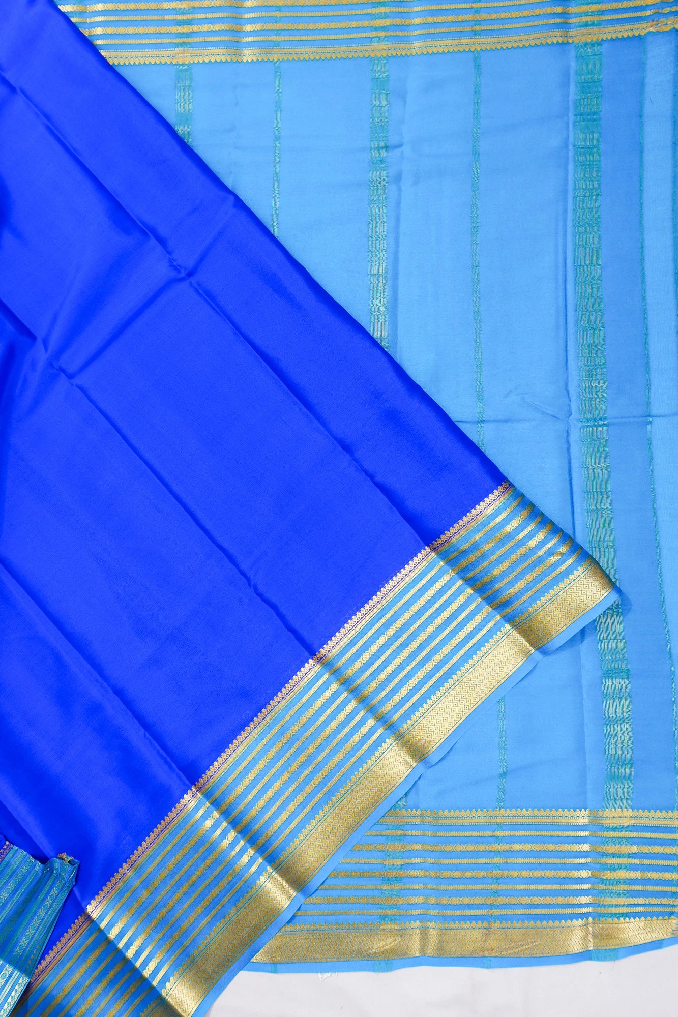 Mysore Silk Plain Royal Blue Saree