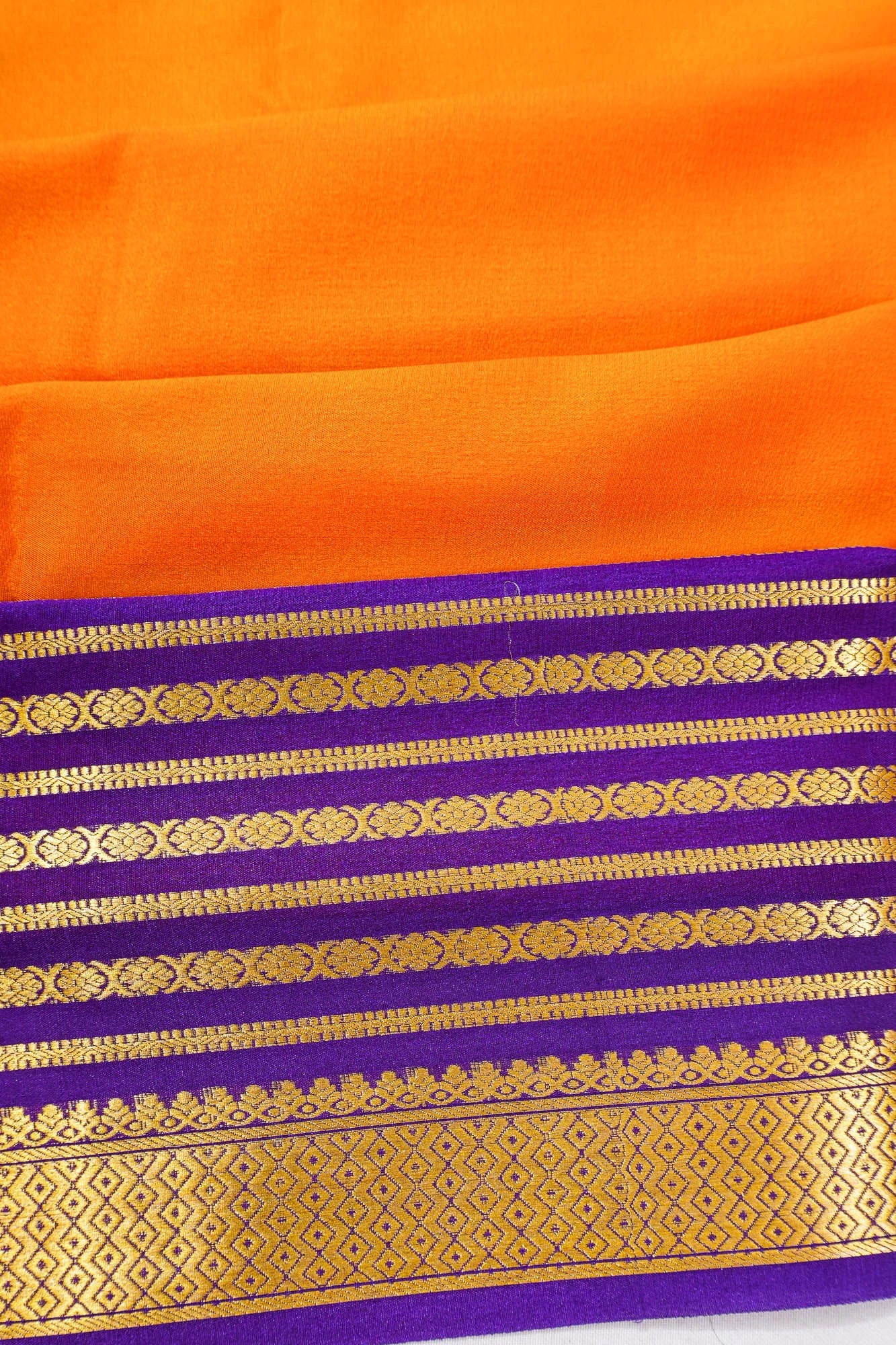 Mysore Silk Plain Orange Saree