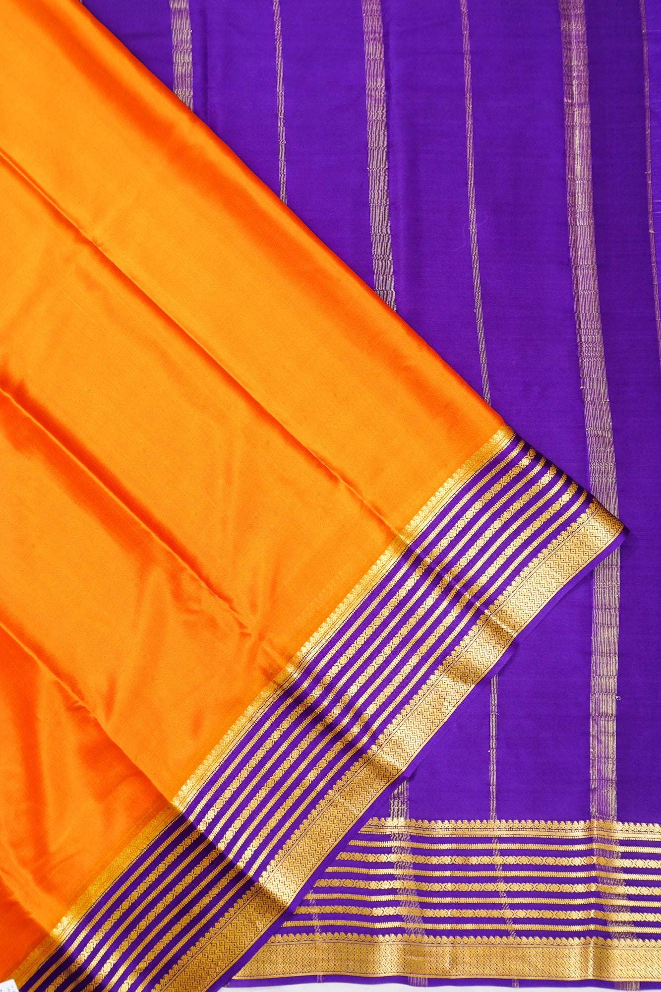Mysore Silk Plain Orange Saree