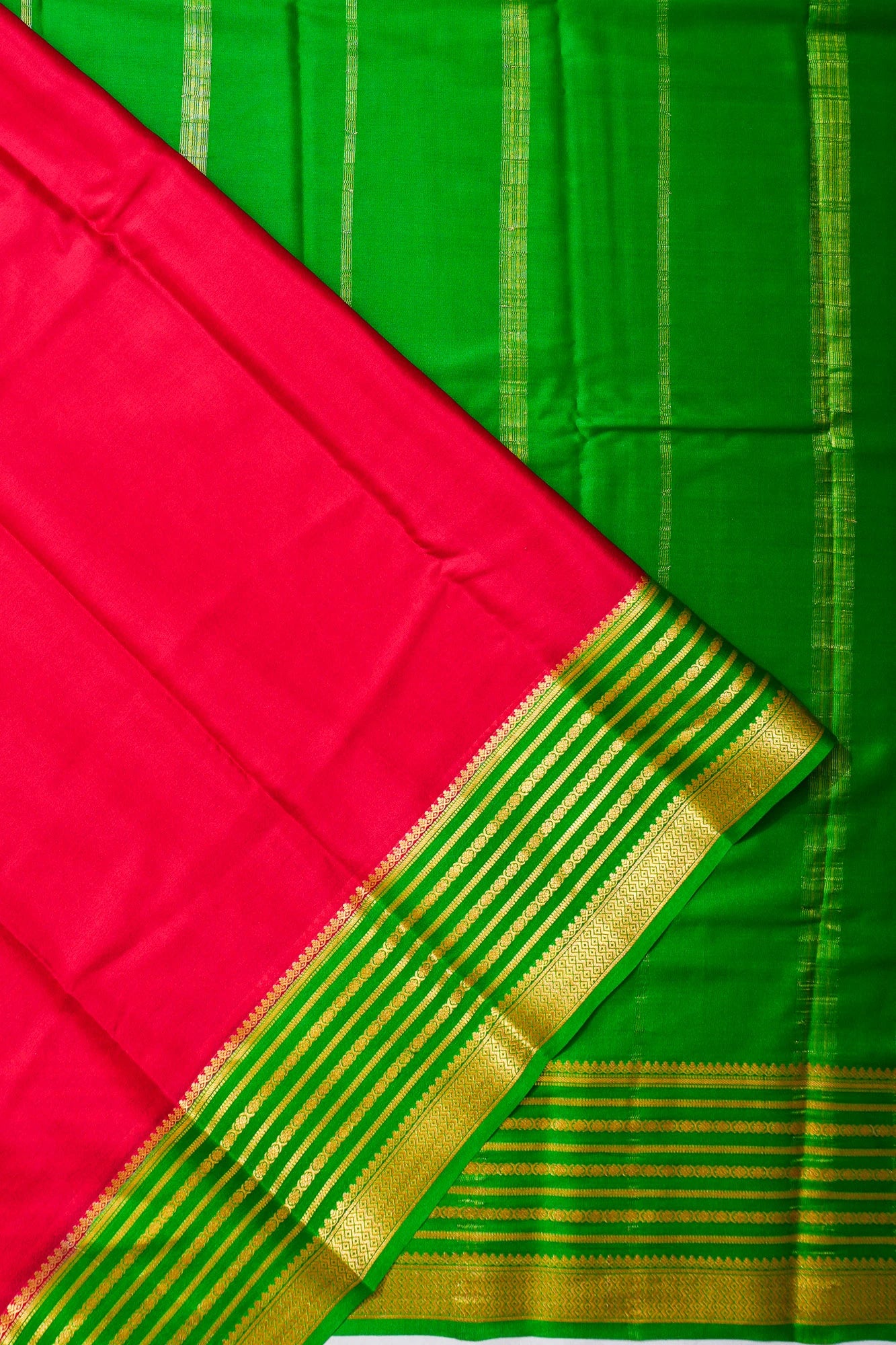 Mysore Silk Plain Hot Pink Saree