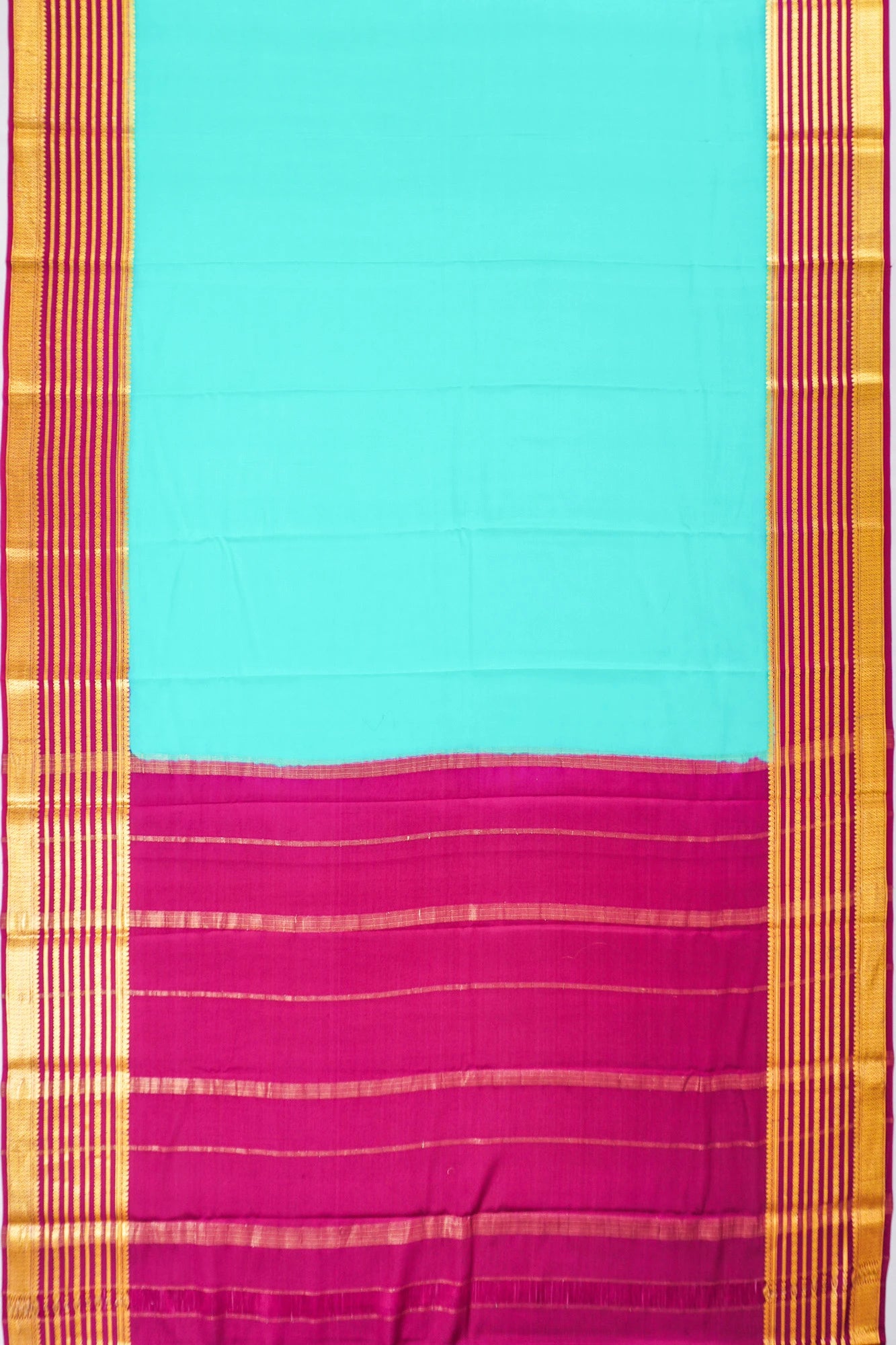 Mysore Silk Plain Sea Blue Saree