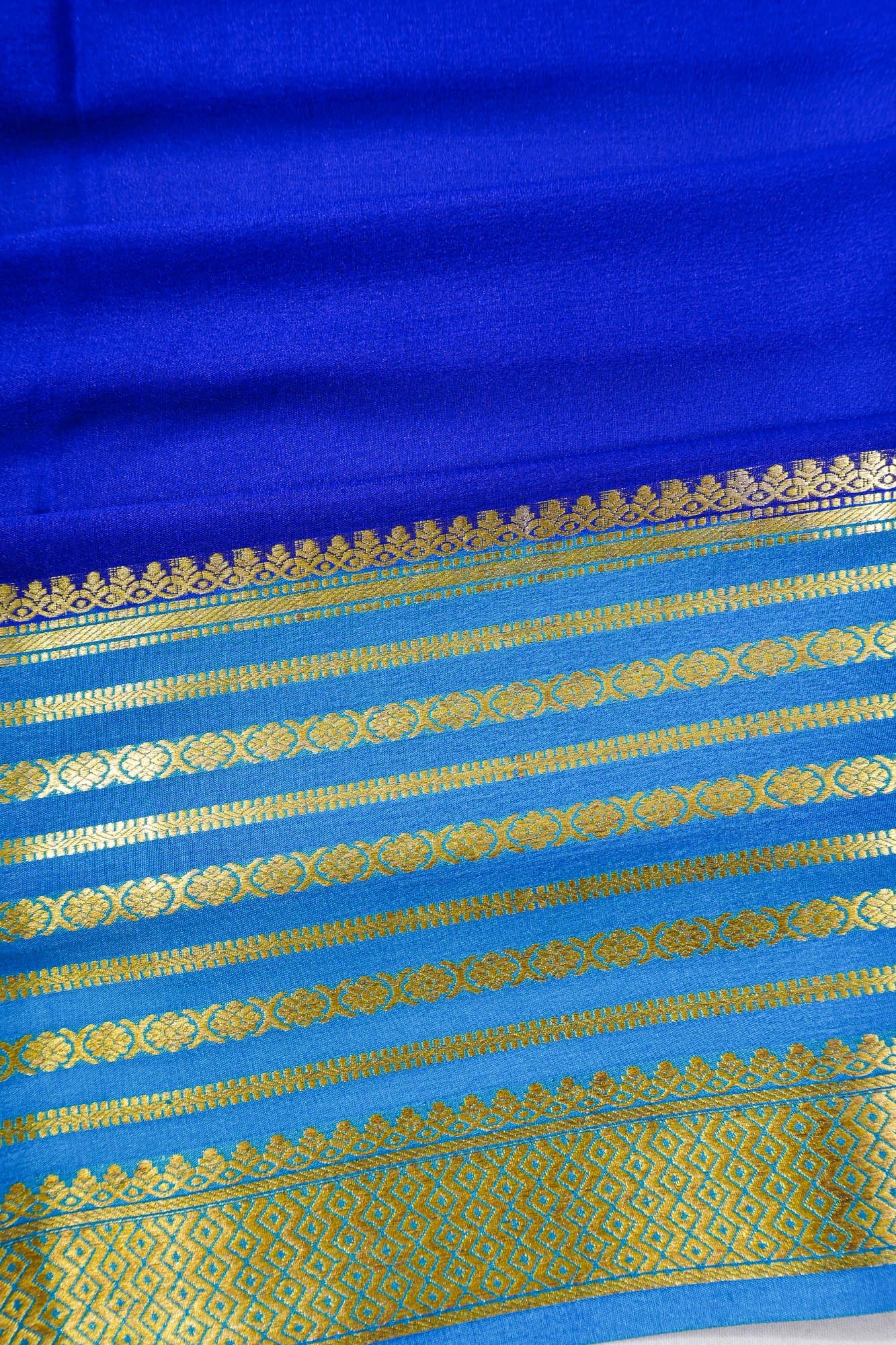 Mysore Silk Plain Royal Blue Saree
