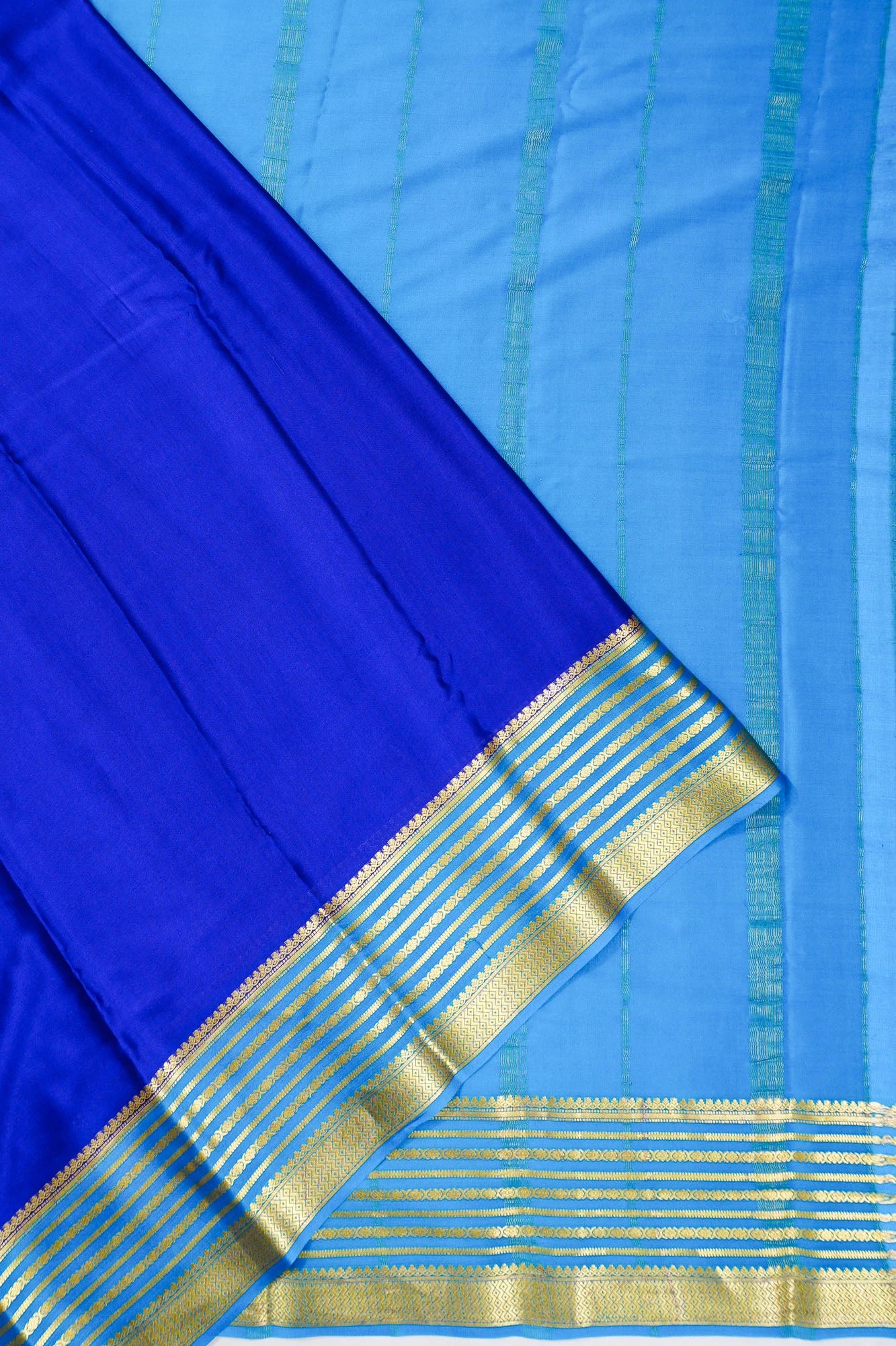 Mysore Silk Plain Royal Blue Saree