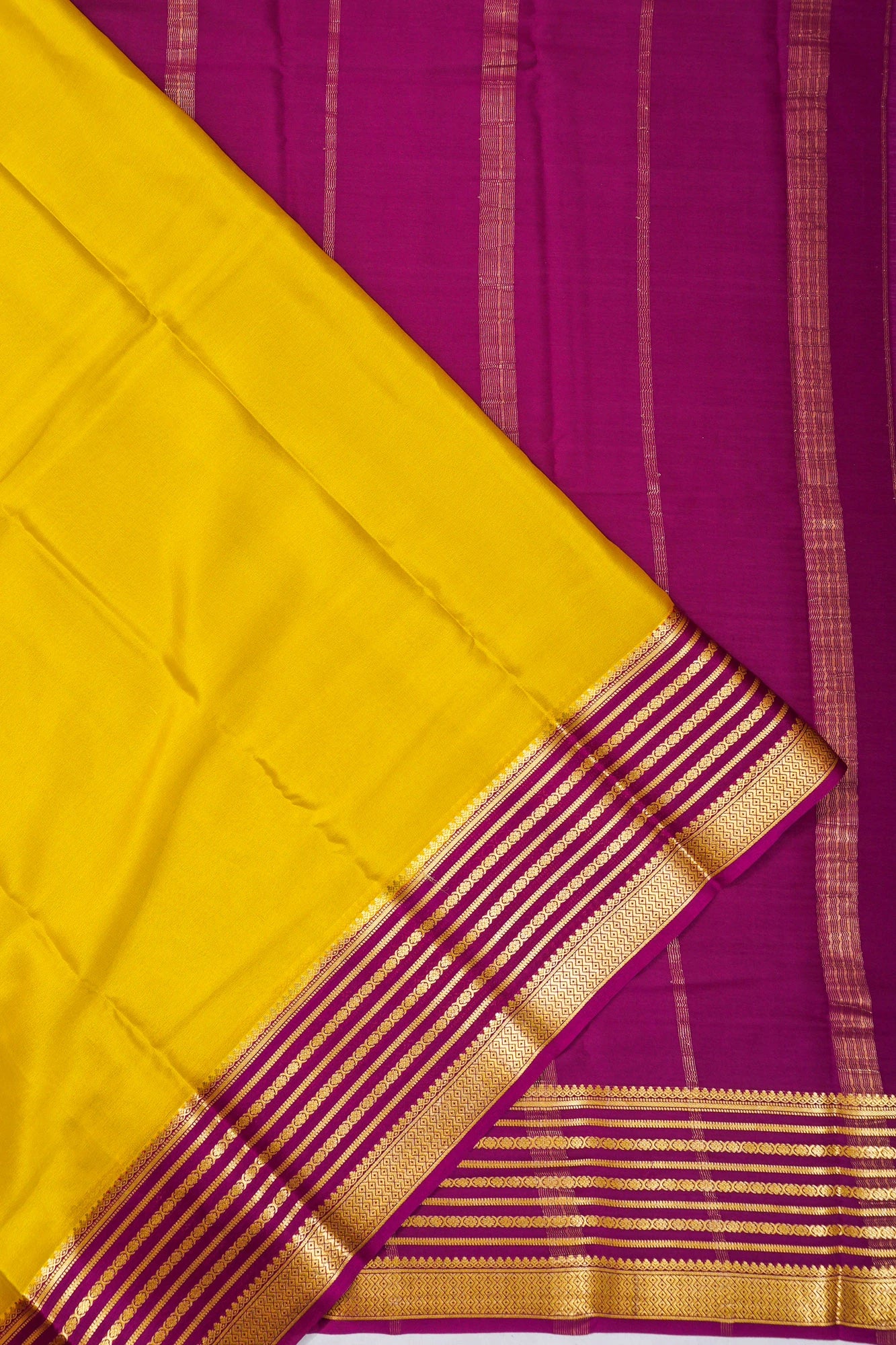 Mysore Silk Plain Yellow Saree