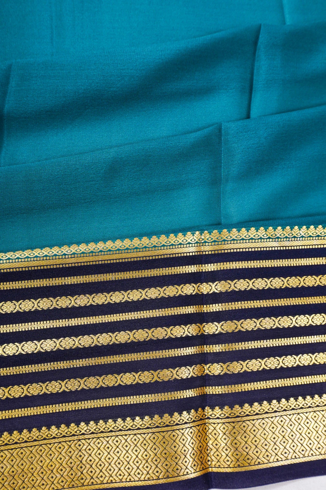 Mysore Silk Plain Teal Blue Saree