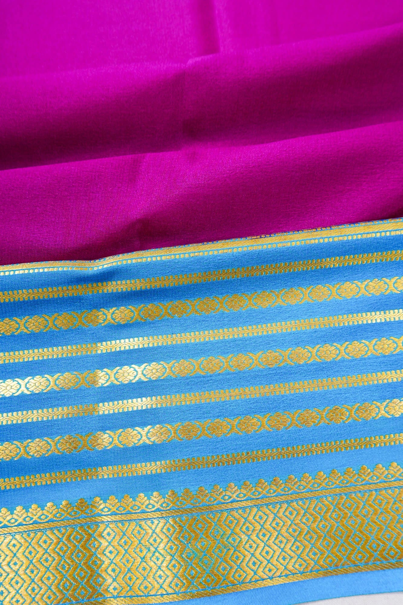 Mysore Silk Plain Magenta Pink Saree