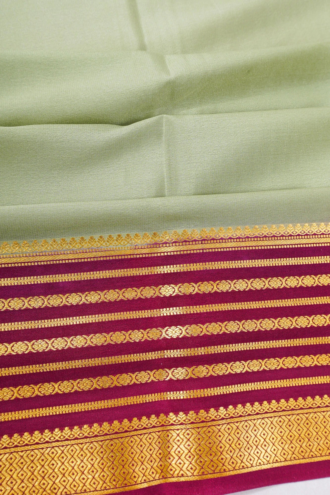 Mysore Silk Plain Olive Green Saree