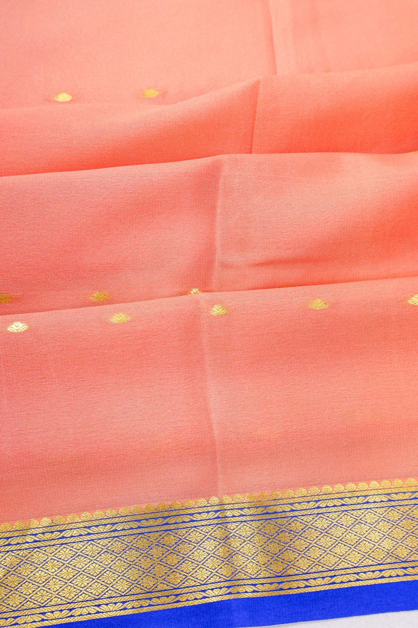 Mysore Silk Butta Pastel Orange Saree