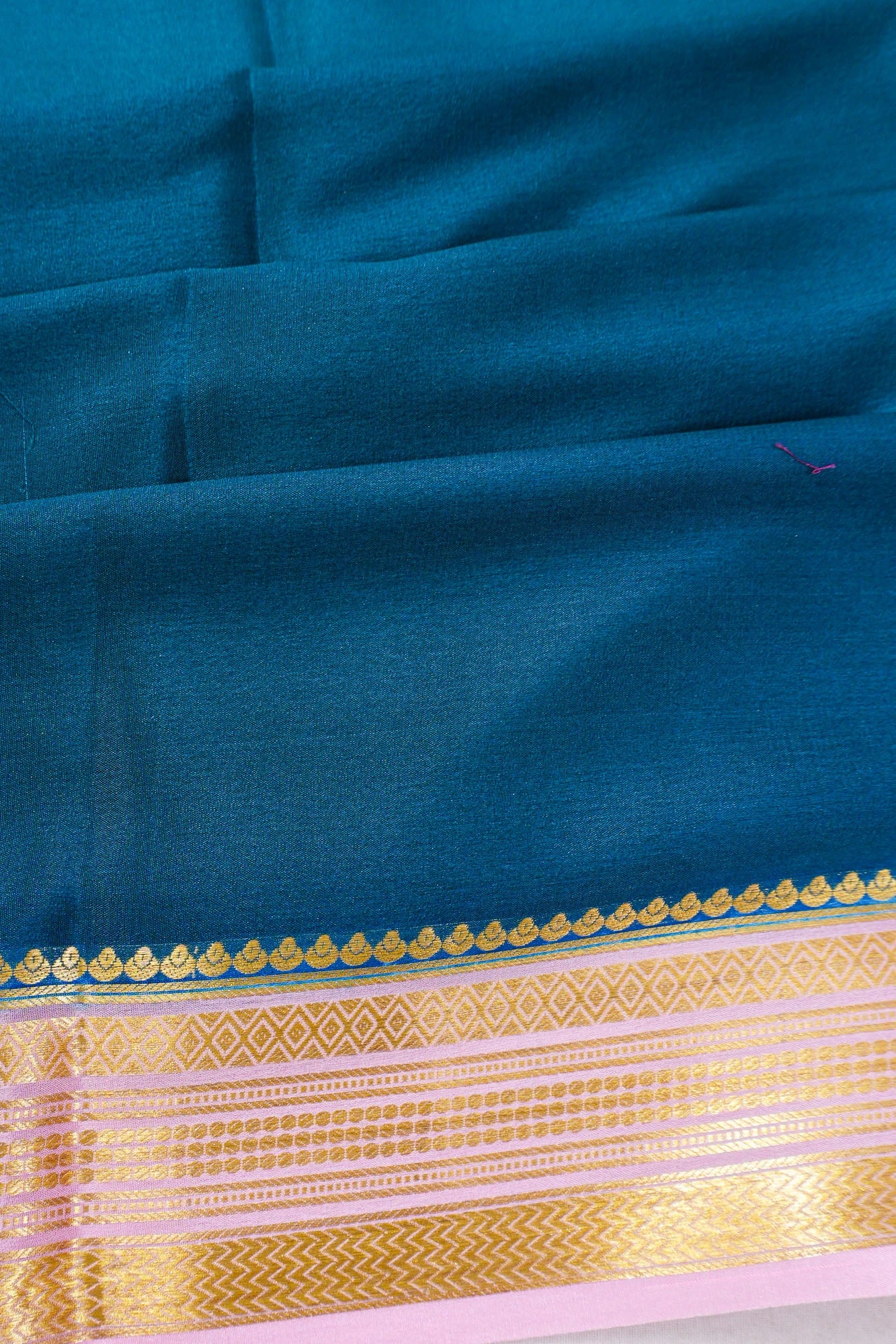 Mysore Silk Plain Teal Blue Saree