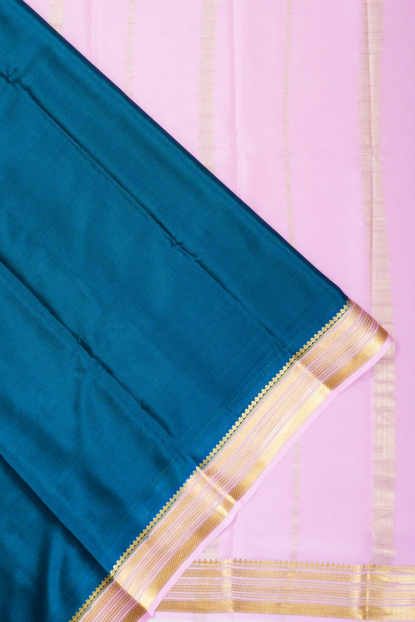 Mysore Silk Plain Teal Blue Saree