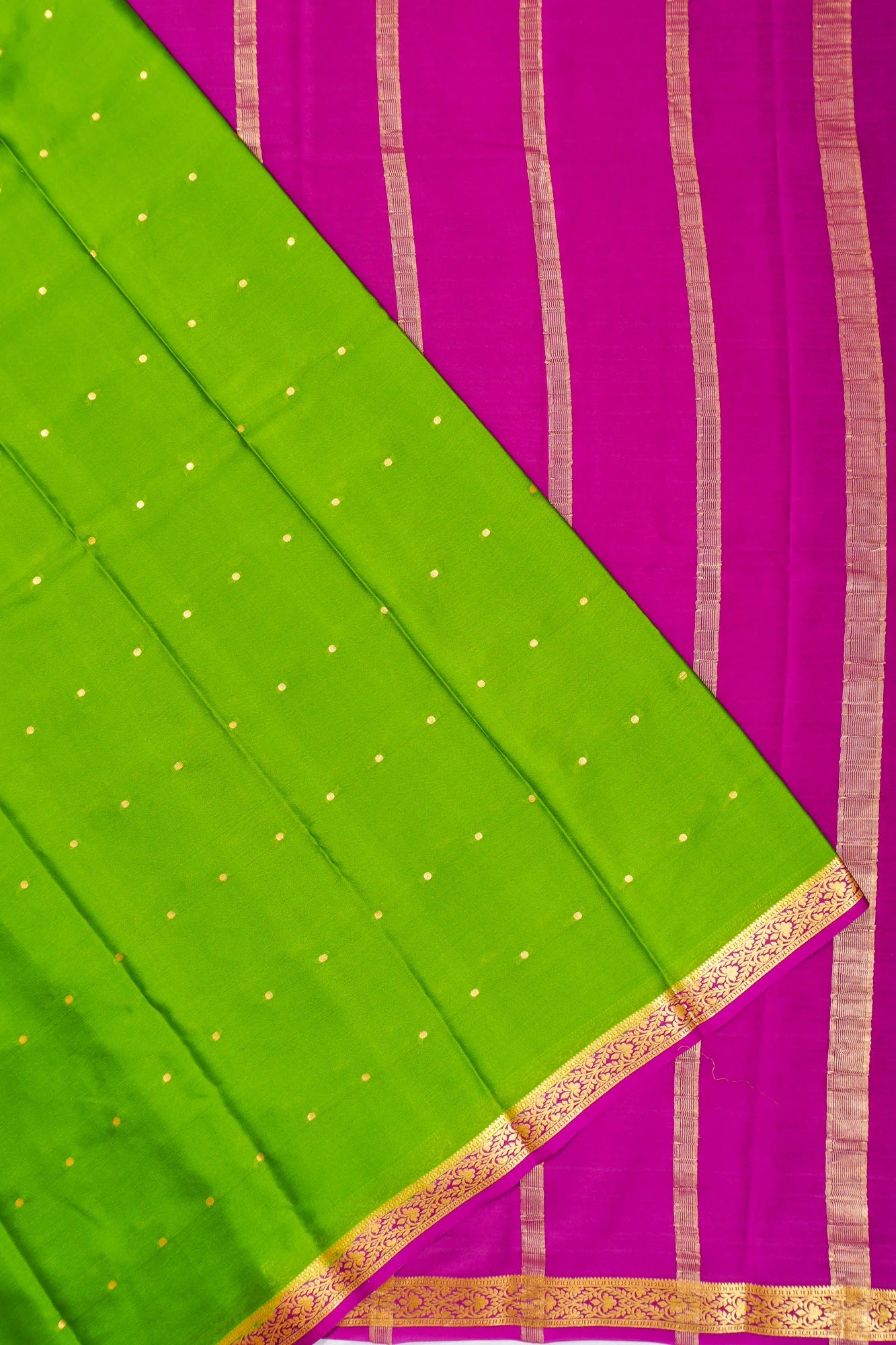 Mysore Silk Butta Green Saree