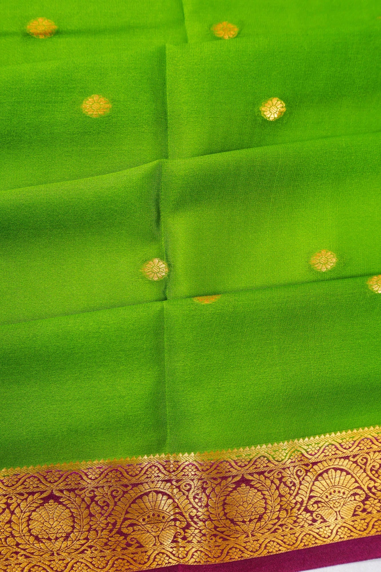 Mysore Silk Butta Green Saree